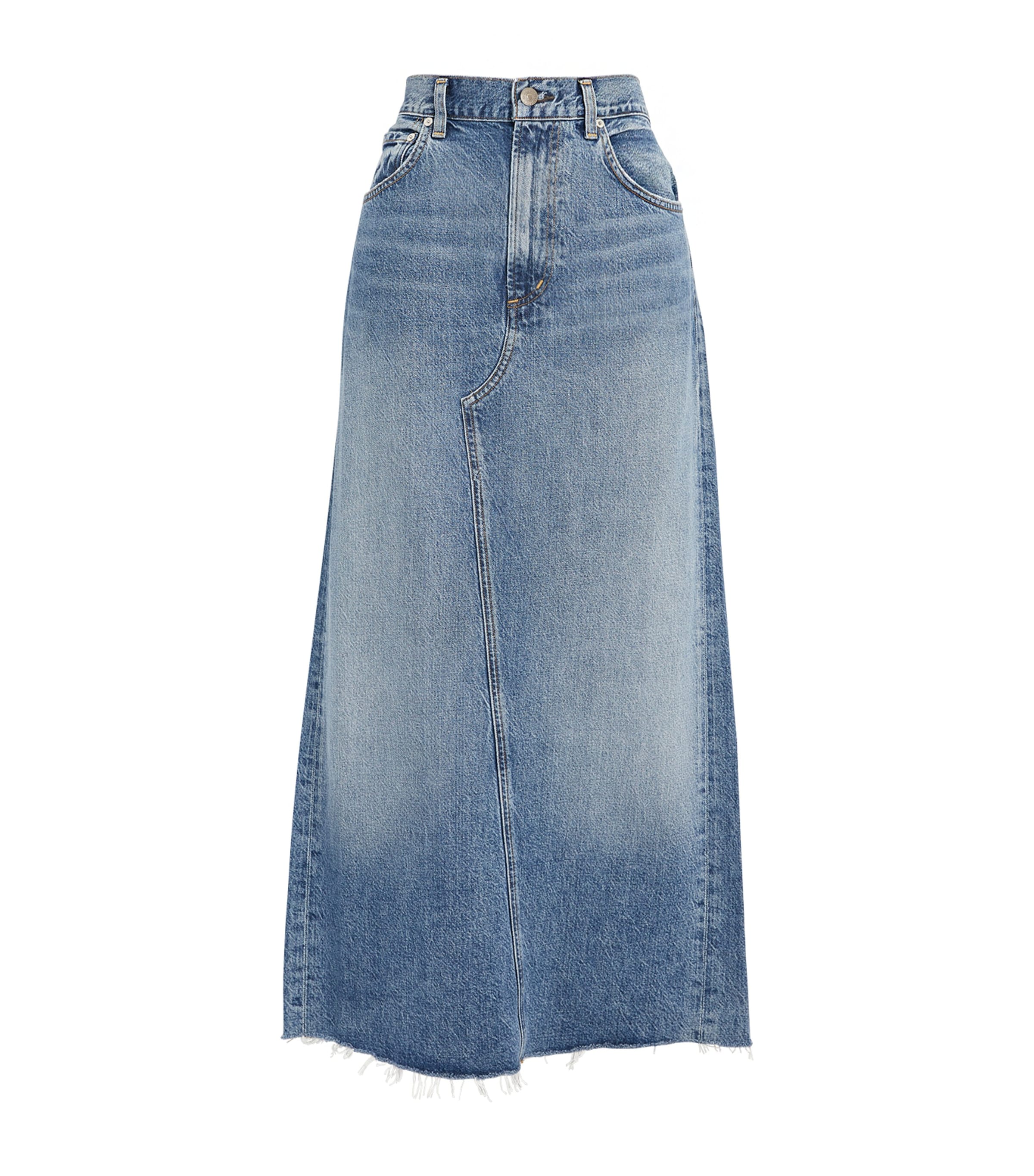 Shop Citizens Of Humanity Denim Circolo Maxi Skirt In Blue