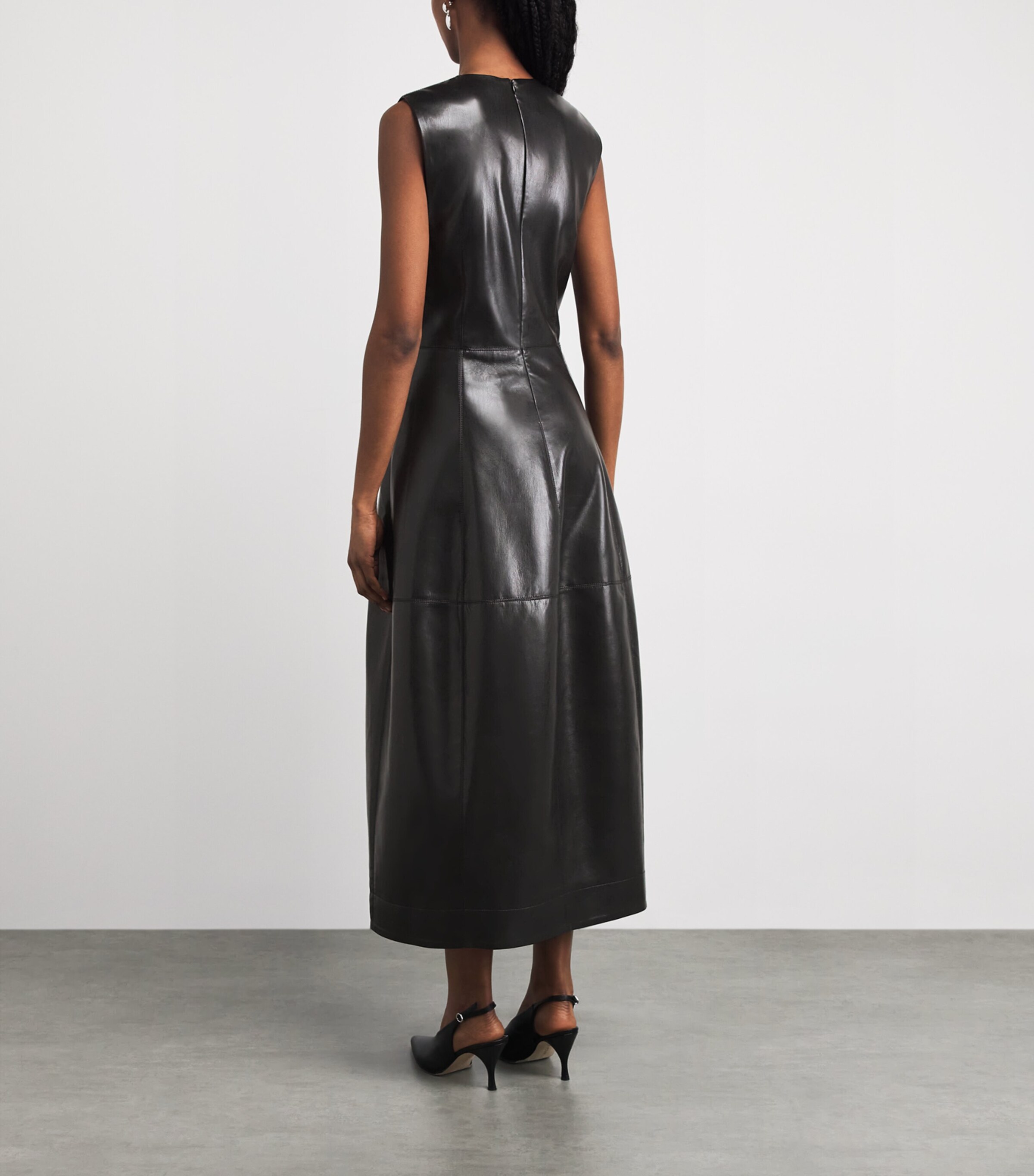 Nanushka Womens Faux Leather Ilesha Midi Dress Black Image 4
