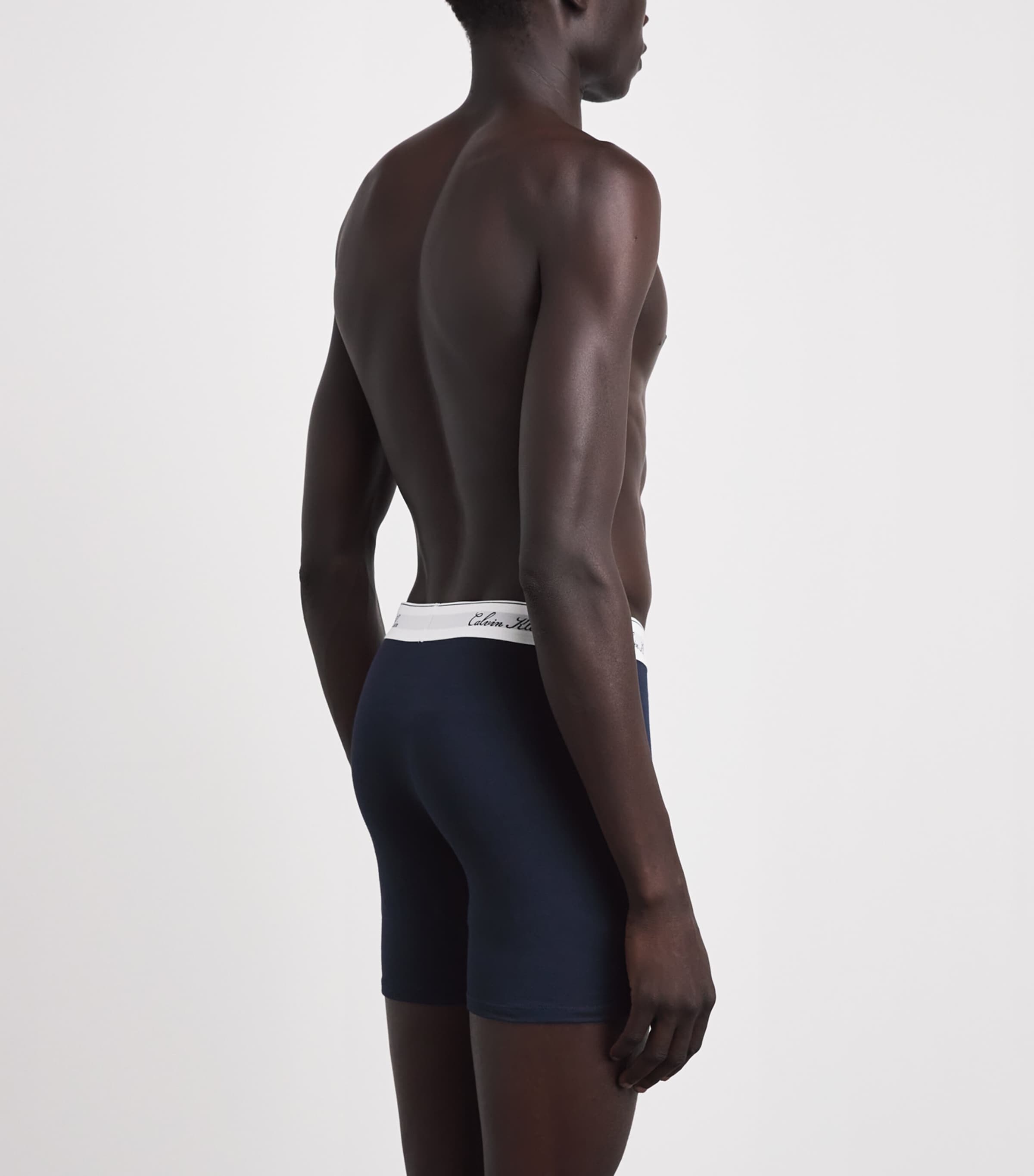 Calvin Klein Mens Stretch-Cotton Icon Boxer Briefs (Pack of 3) Black/grey Heat Image 3