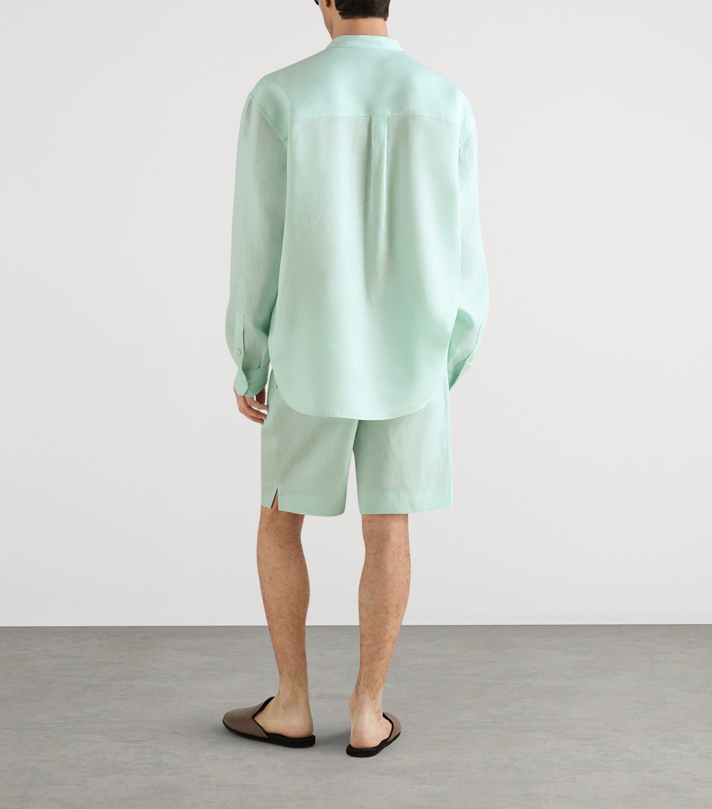 Dolce&Gabbana Mens Linen Shirt Water Light Bl Image 3