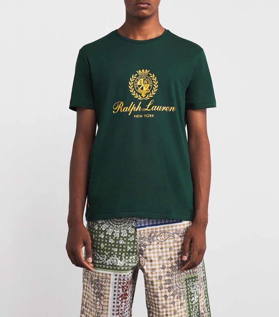 Cotton Crest Print T-Shirt GREEN Image 3