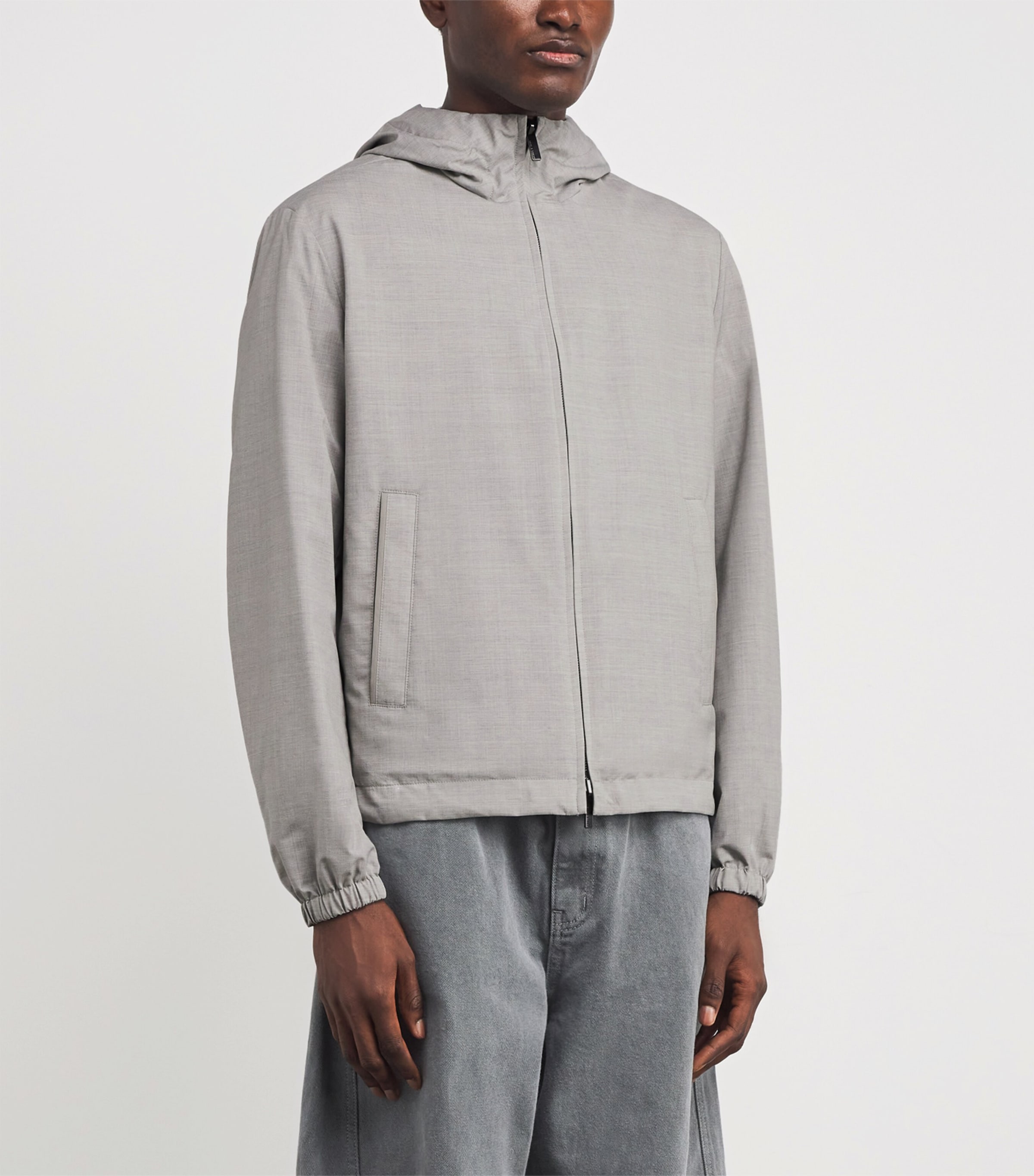 Cotton-Blend Green Storm System Reversible Windbreaker 064 GRIGIO MEDIO Image 3