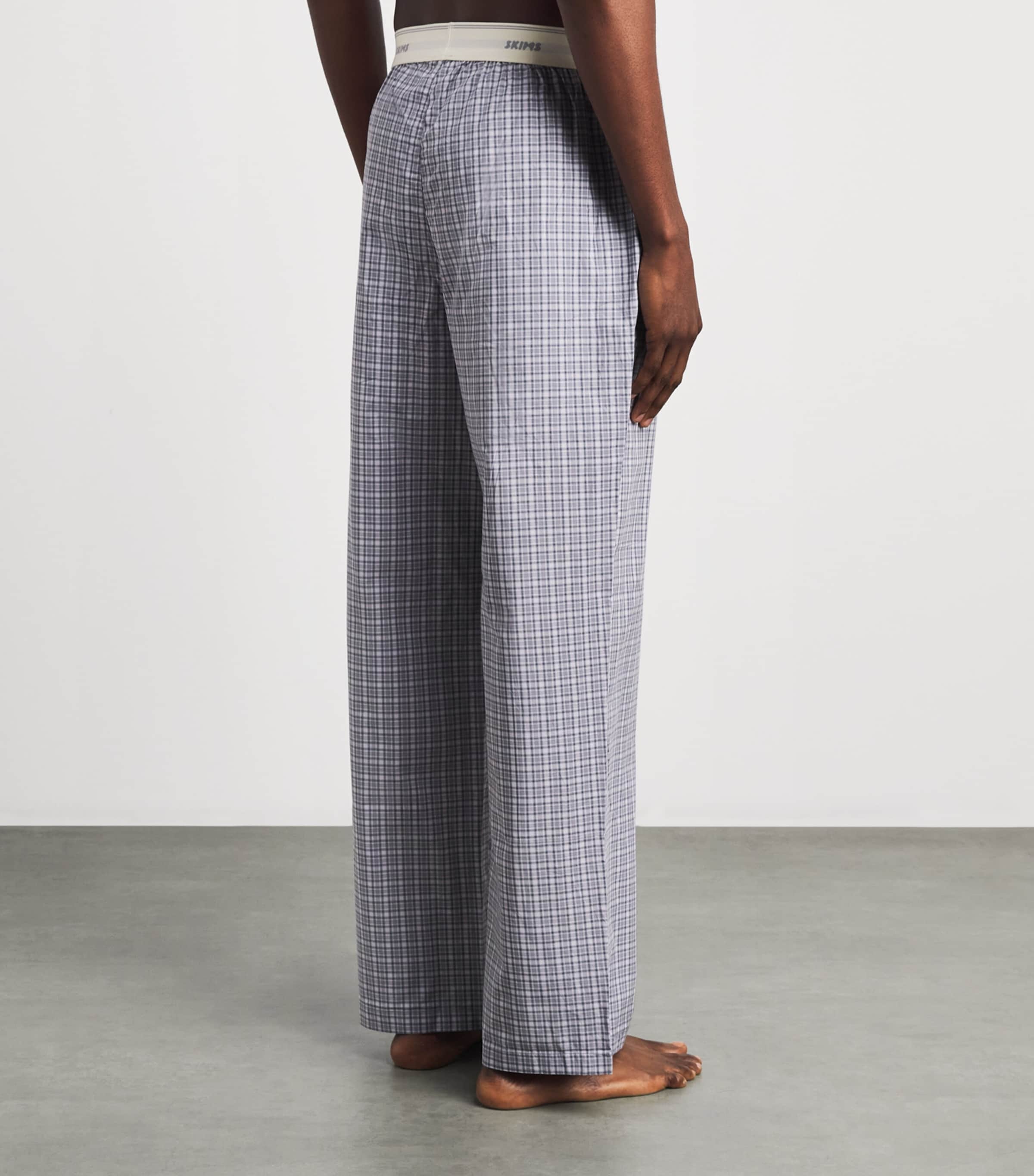 Skims Mens Cotton Check Pyjama Bottoms Full Moon Check Image 5
