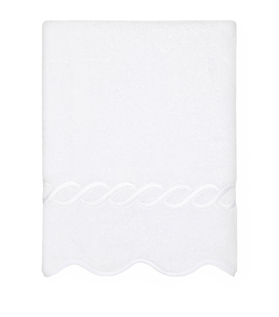 Cotton Treccia Hand Towel (50cm x 75cm) WHITE/WHITE Image 1