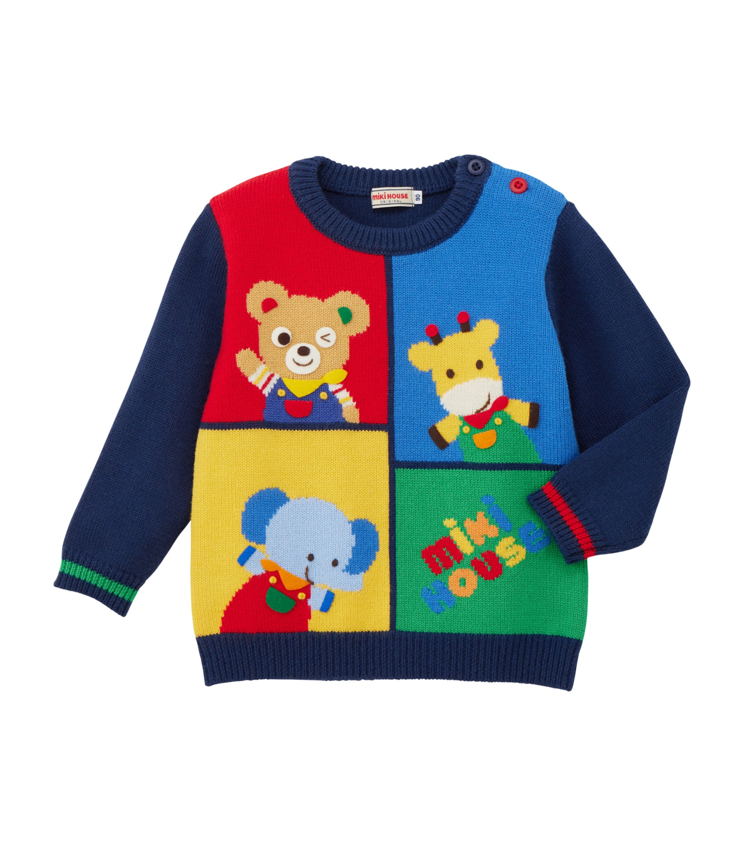 Miki House Wool-blend Colour-block Sweater In Multi