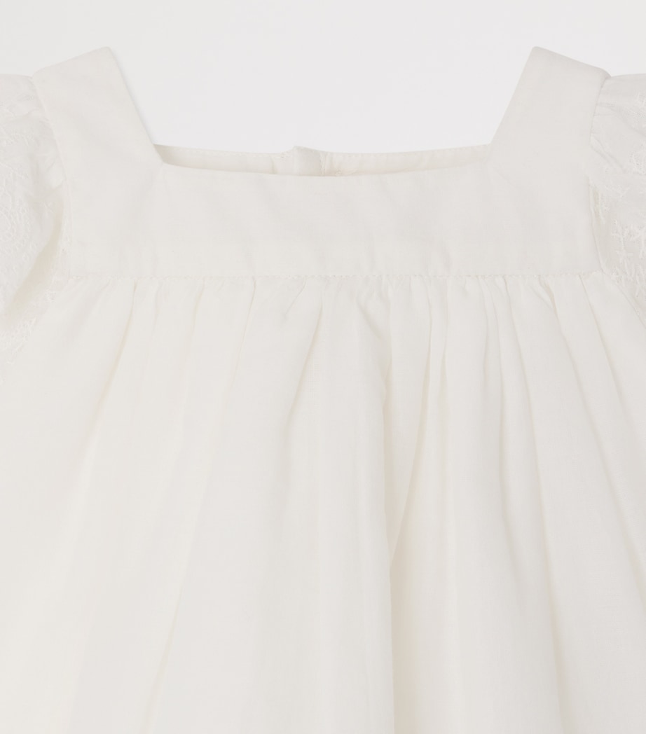 Bonpoint Cotton Embroidered Top (6-18 Months) Upb Blanc Lait Image 3