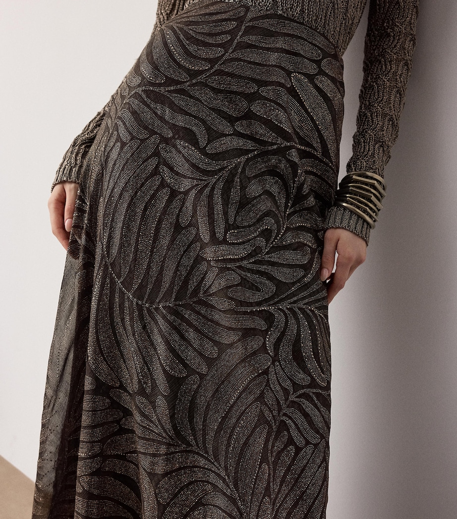 Ralph Lauren Collection Womens Foiled Silk Chiffon Masina Maxi Skirt Bronzed Deco Image 4