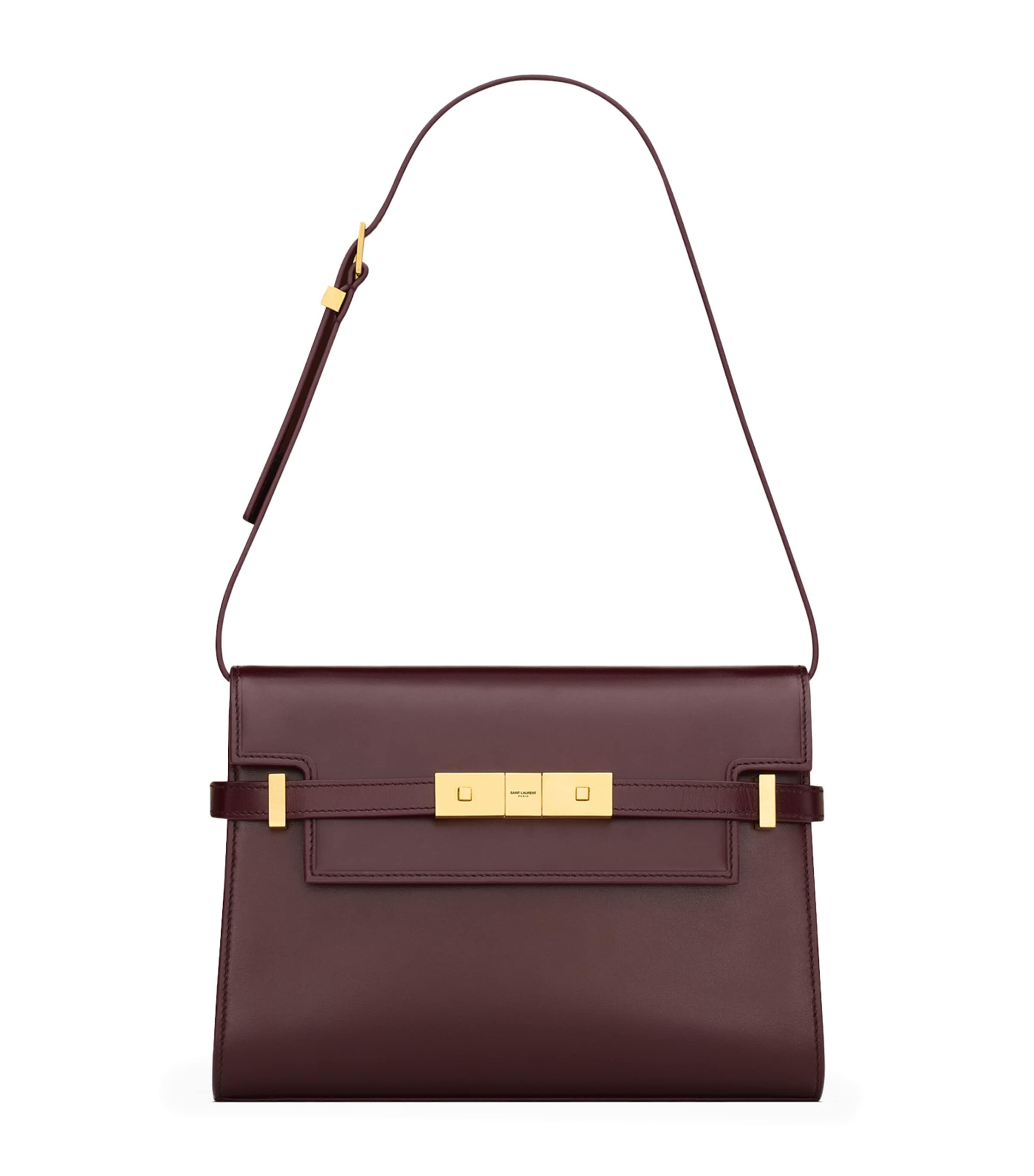 Shop Saint Laurent Small Manhattan Shoulder Bag In Burgundy