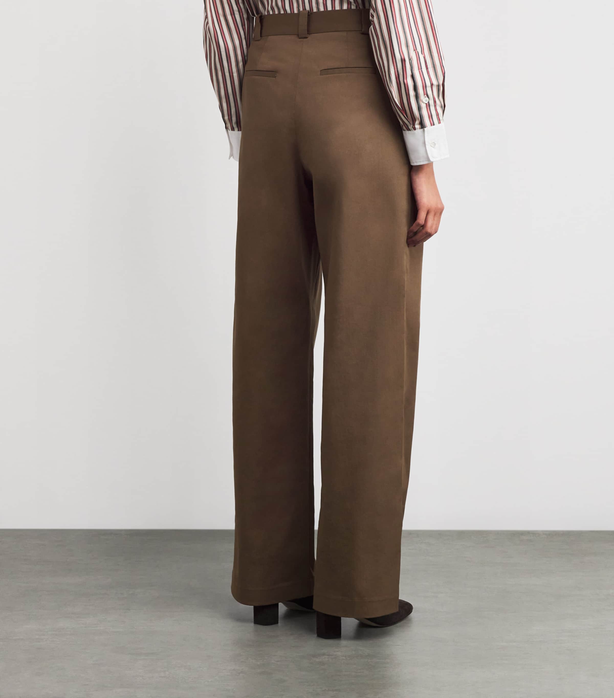 Cotton Pleated Wide-Leg Chinos KHAKI Image 4