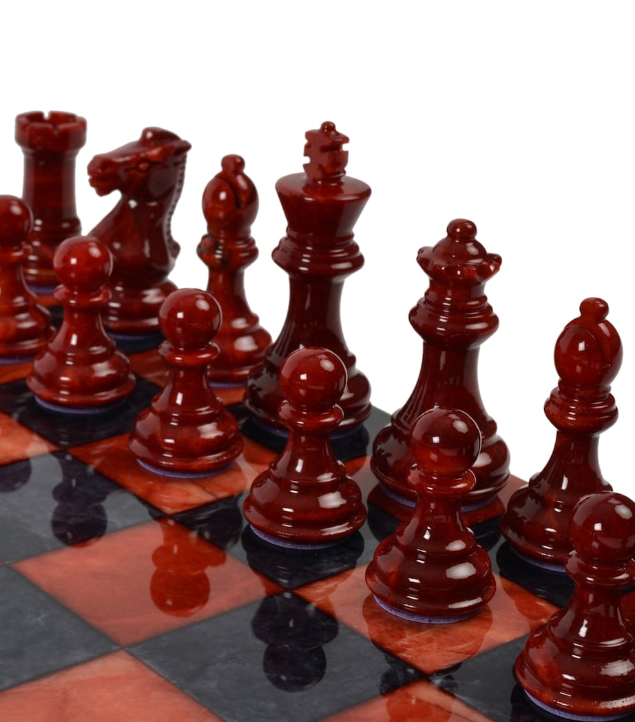 Stone Chess Set RED & BLACK Image 5