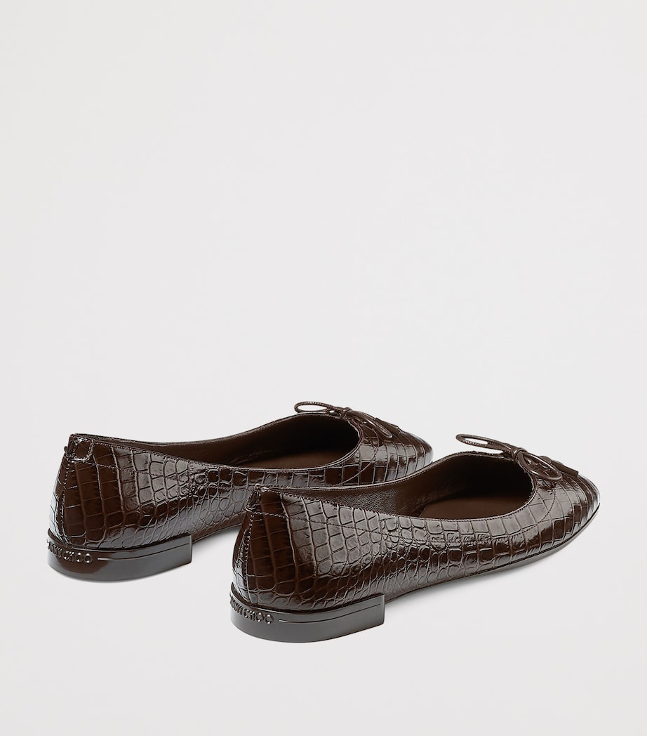 Scarlett Crocodile Embossed Ballet Flats CHOCOLATE Image 4