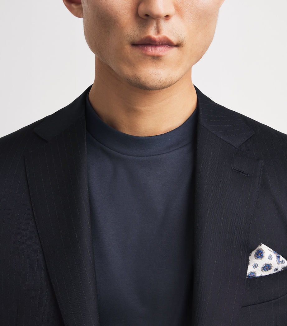 Canali Mens Cotton T-Shirt Navy Image 3