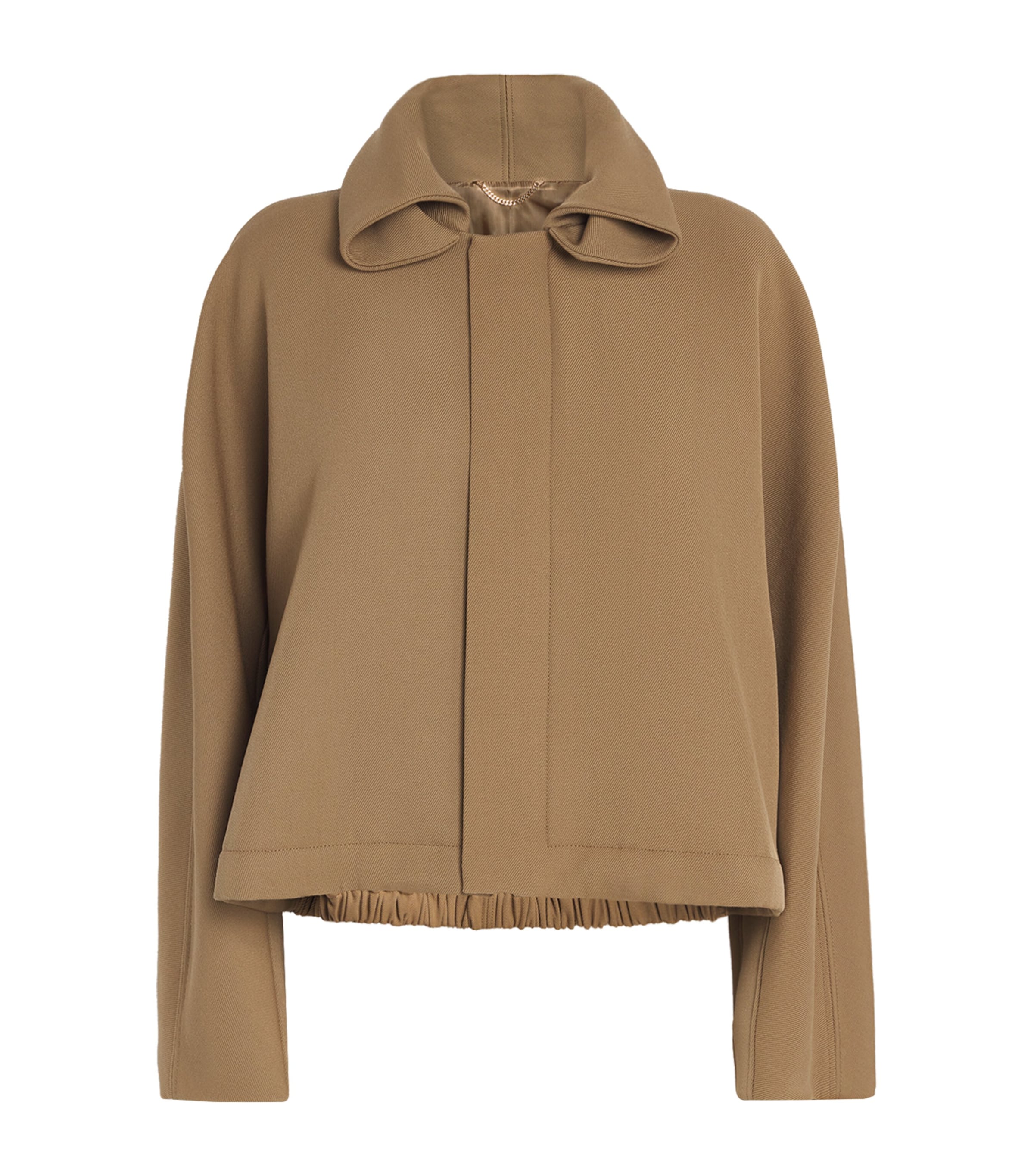 Victoria Beckham Wool Rollneck Bomber Jacket In Brown