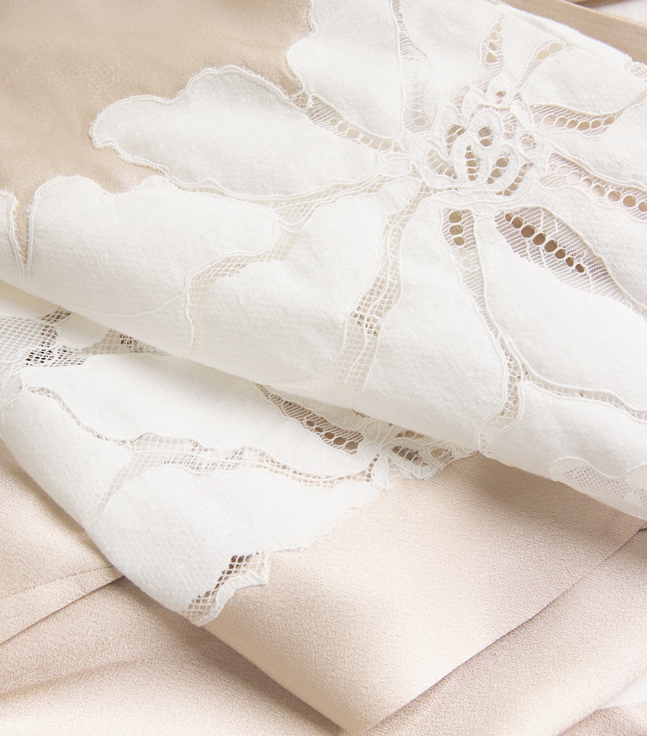 Bocan Womens Lace-Trimmed Argos Robe Beige Image 5