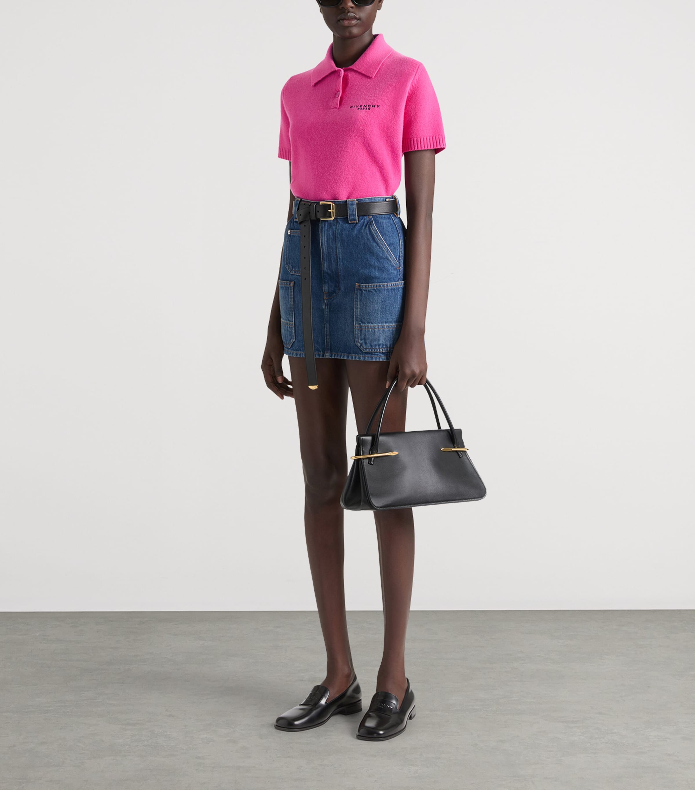 Wool-Cashmere Knitted Polo Top FUCHSIA Image 2