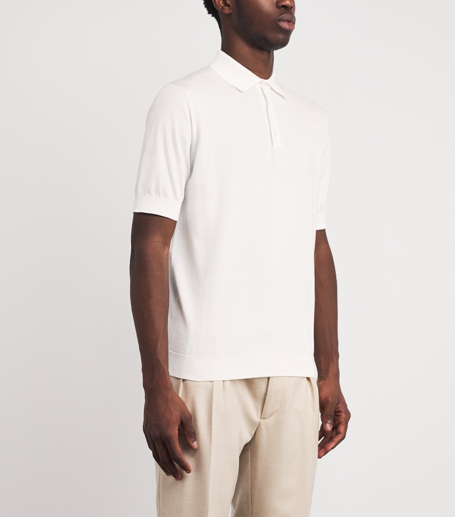 Cotton Knit Polo Shirt 100 WHITE Image 3