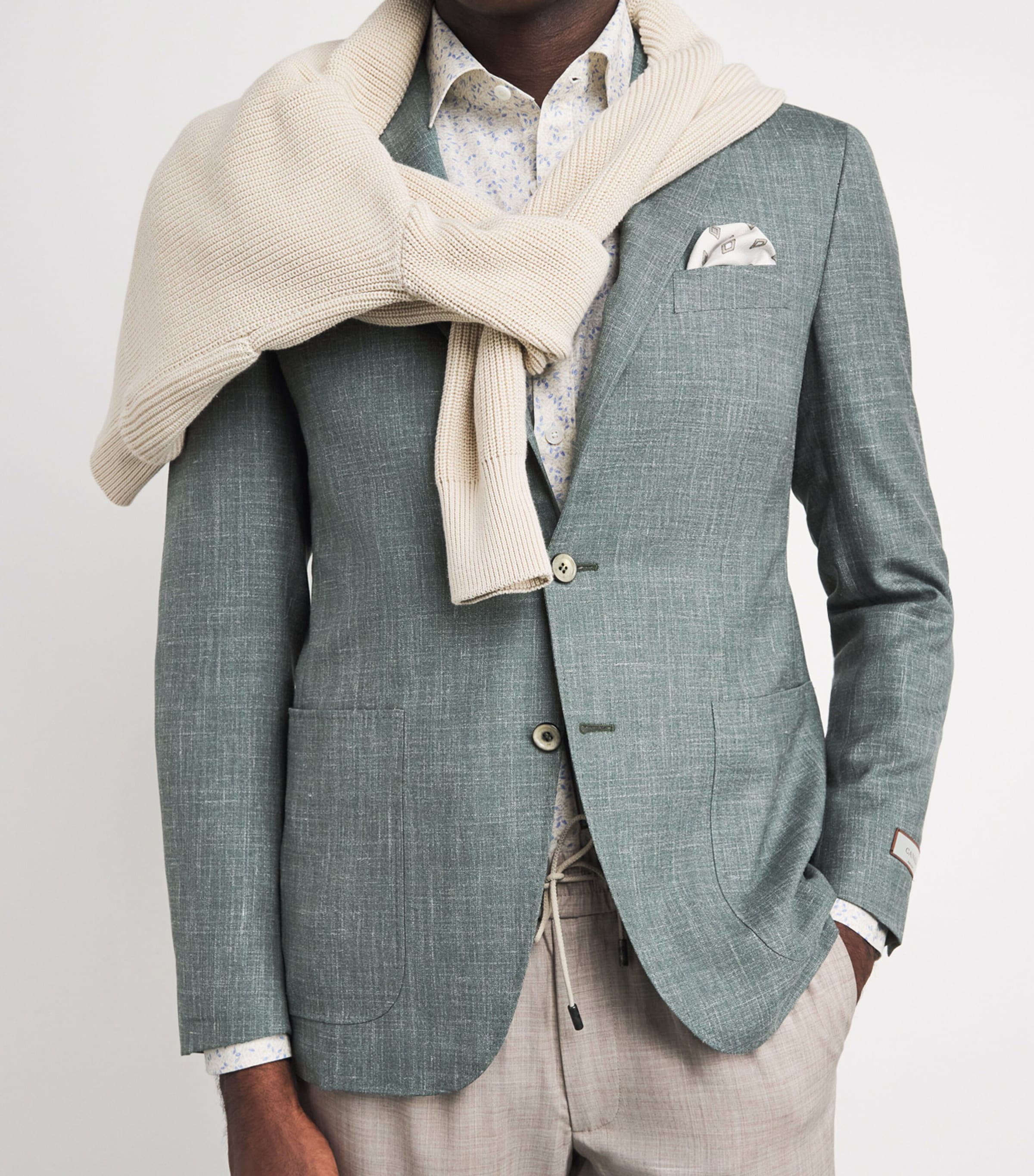 Canali Mens Wool-Silk-Linen Unlined Blazer Image 3