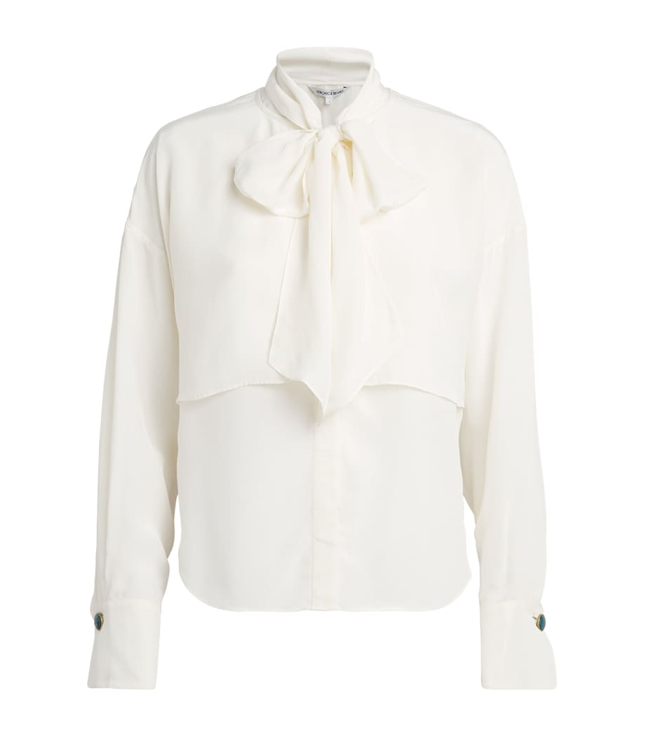 Veronica Beard Womens Scarf-Neck Darlis Blouse Dove Image 1