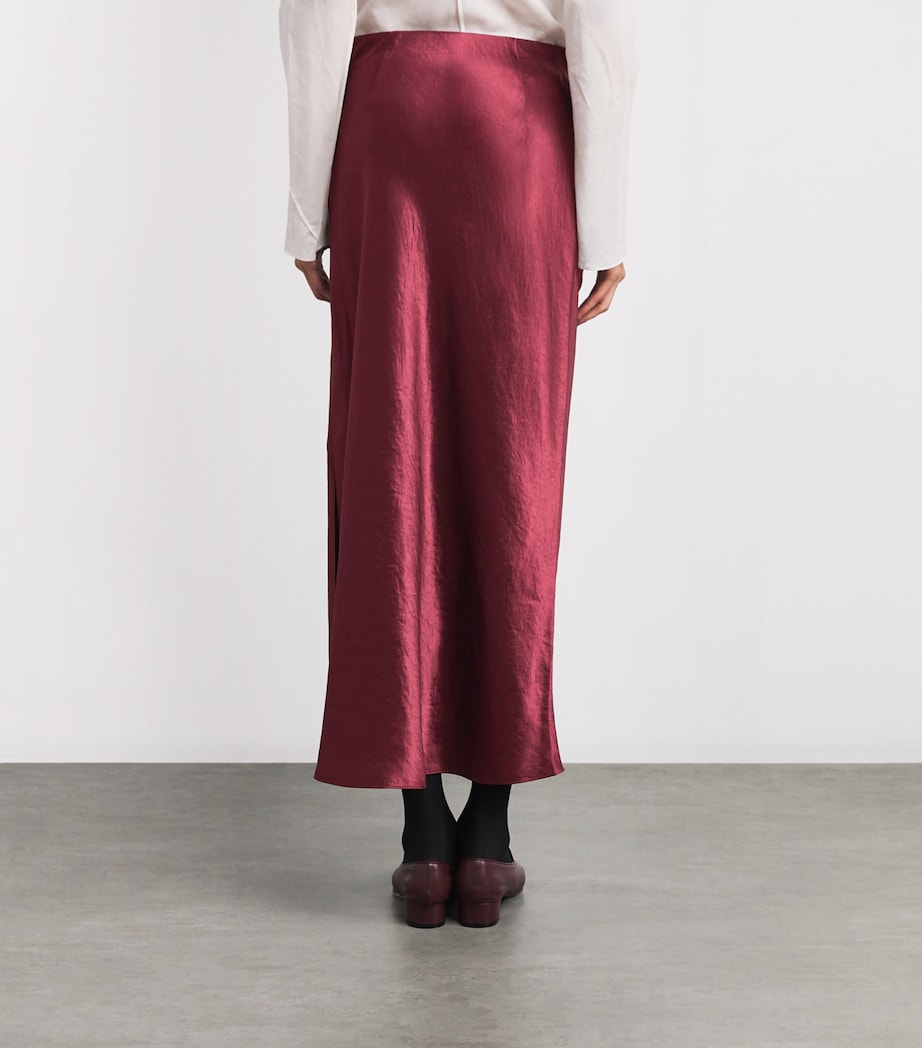Satin Crinkled Midi Skirt BORDEAUX-939BOR Image 4