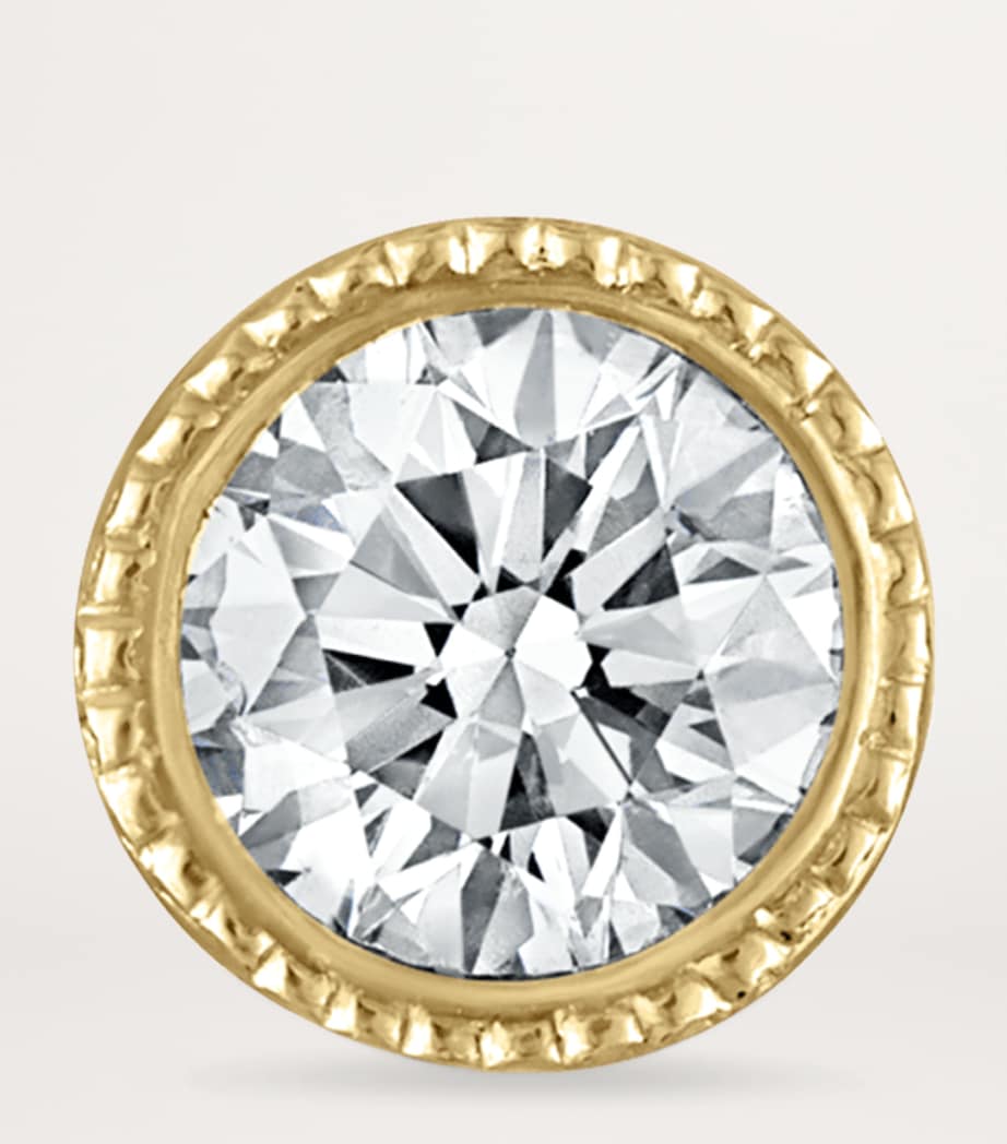 Scalloped Set Diamond Threaded Single Stud Earring (2.5mm) YELLOW GOLD Image 3