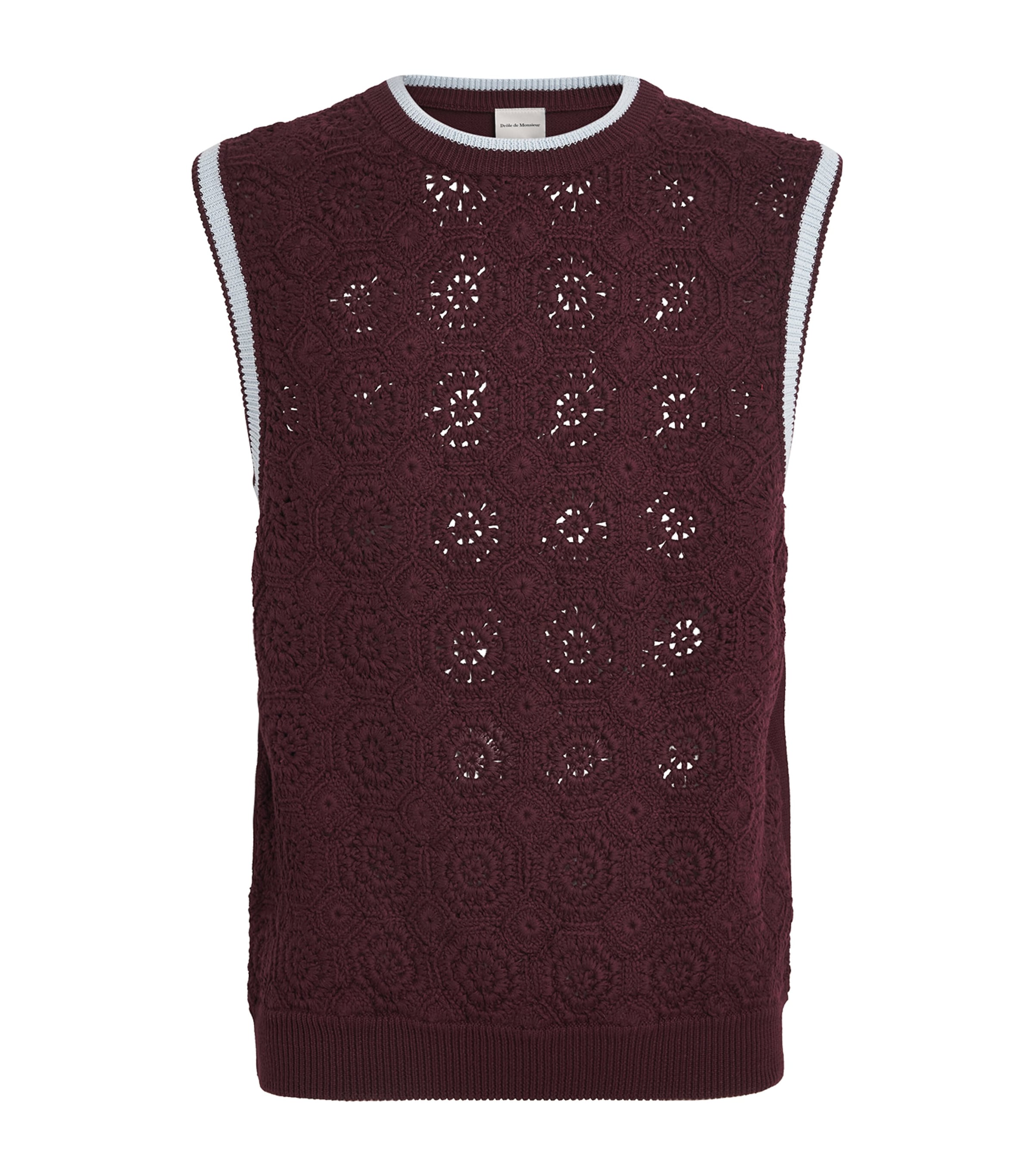 Drôle De Monsieur Mens Crochet Sweater Vest Red Image 1