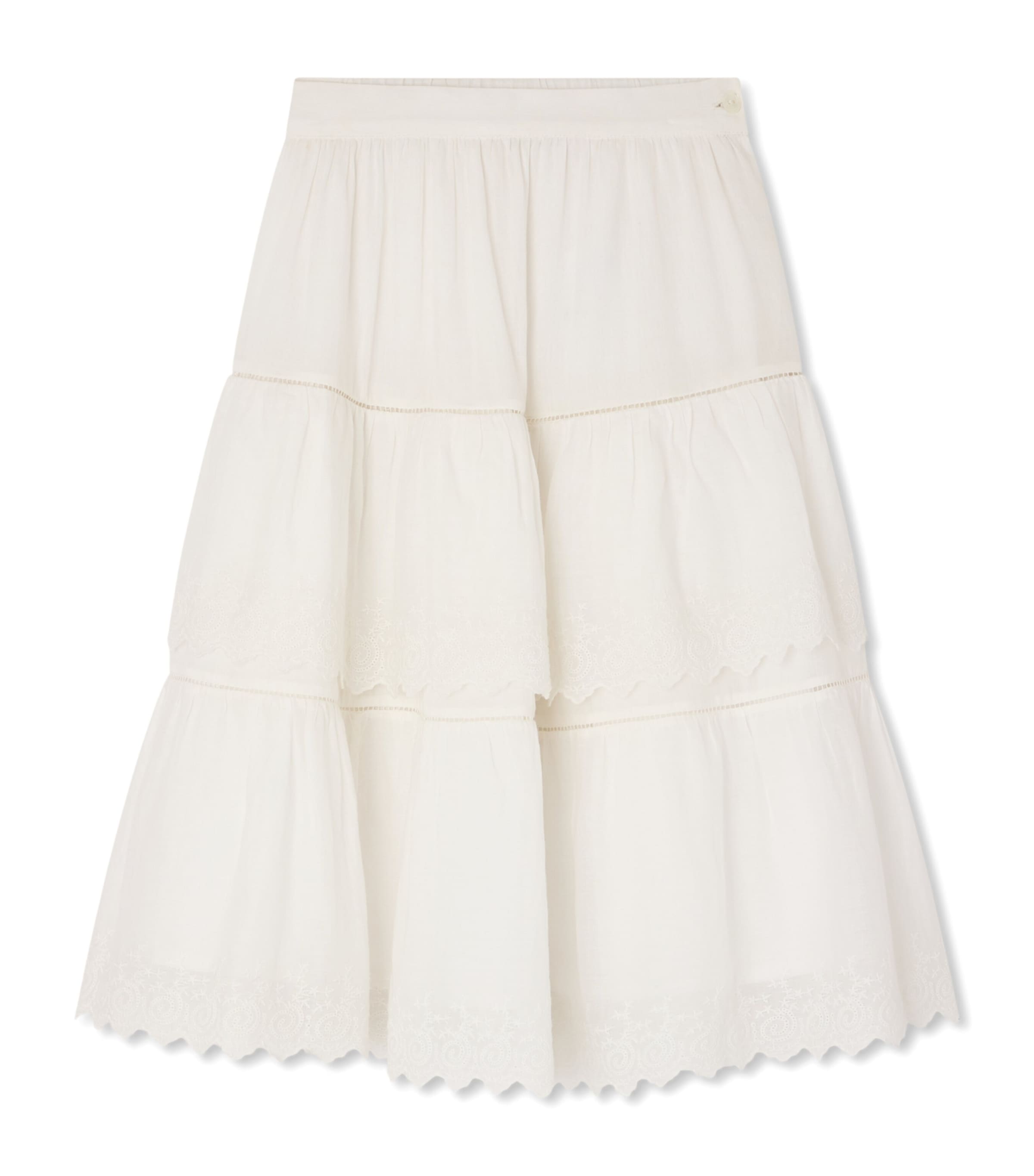 Bonpoint Cotton Lavona Maxi Skirt (10-14 Years) Upb Blanc Lait Image 1