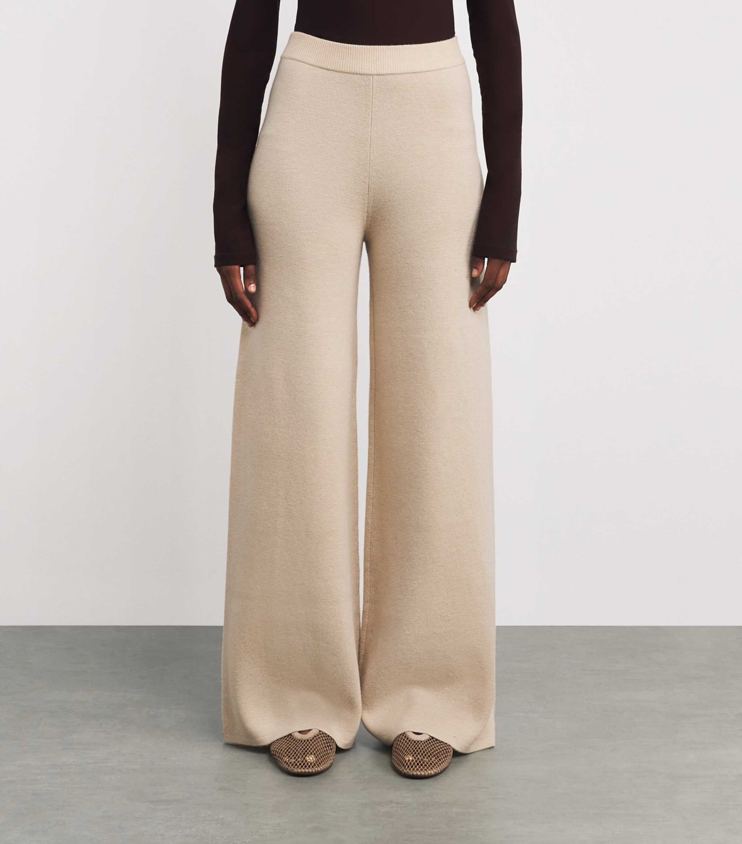 Wool-Cashmere Wide-Leg Trousers BEIGE Image 3