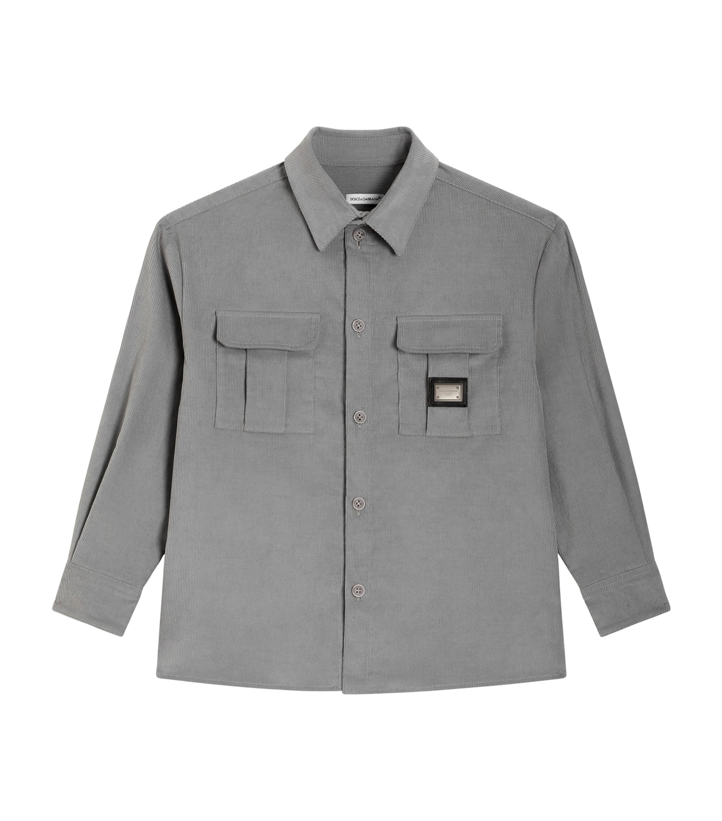 Stretch-Cotton Logo-Patch Shirt (8-12 Years) BEIGE 1 Image 1