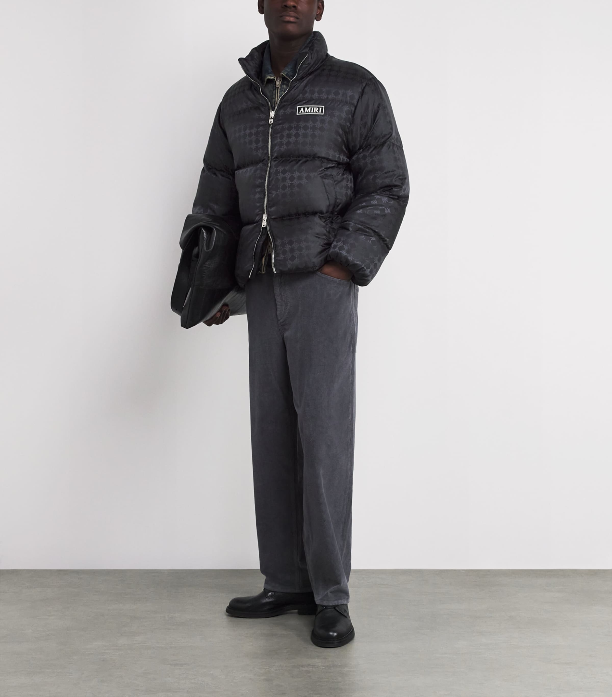 Down Jacquard Logo Puffer Jacket BLACK Image 2