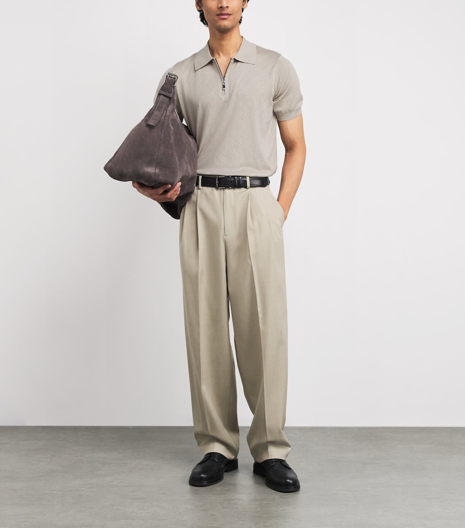 Silk-Cotton Zip Polo Shirt 37 LIGHT BROWN Image 2