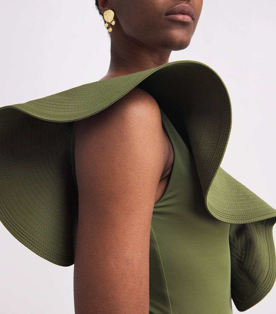 One-Shoulder Boleros Swimsuit GREEN Image 4