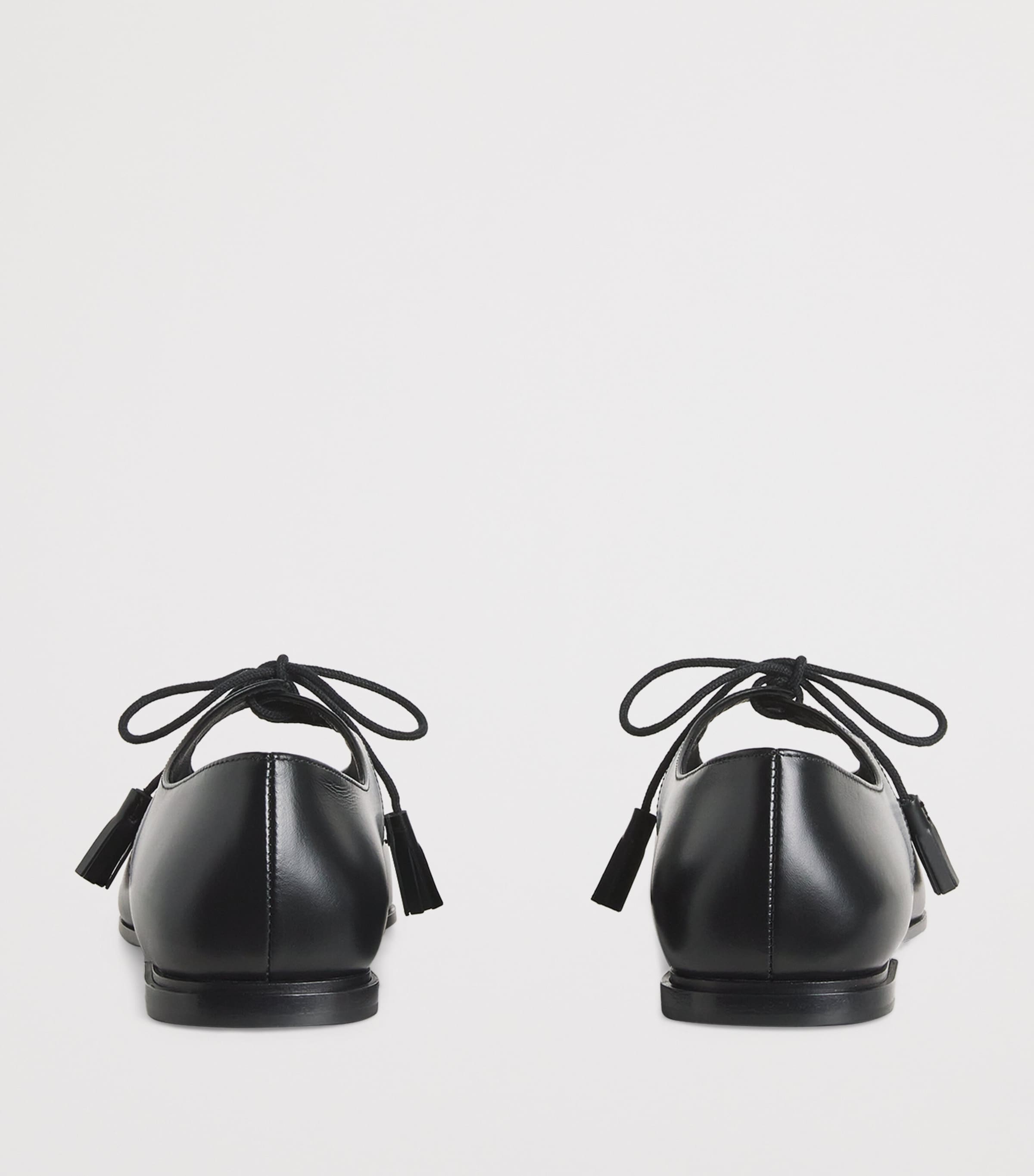 Leather Tapered Ballet Flats BLACK Image 3