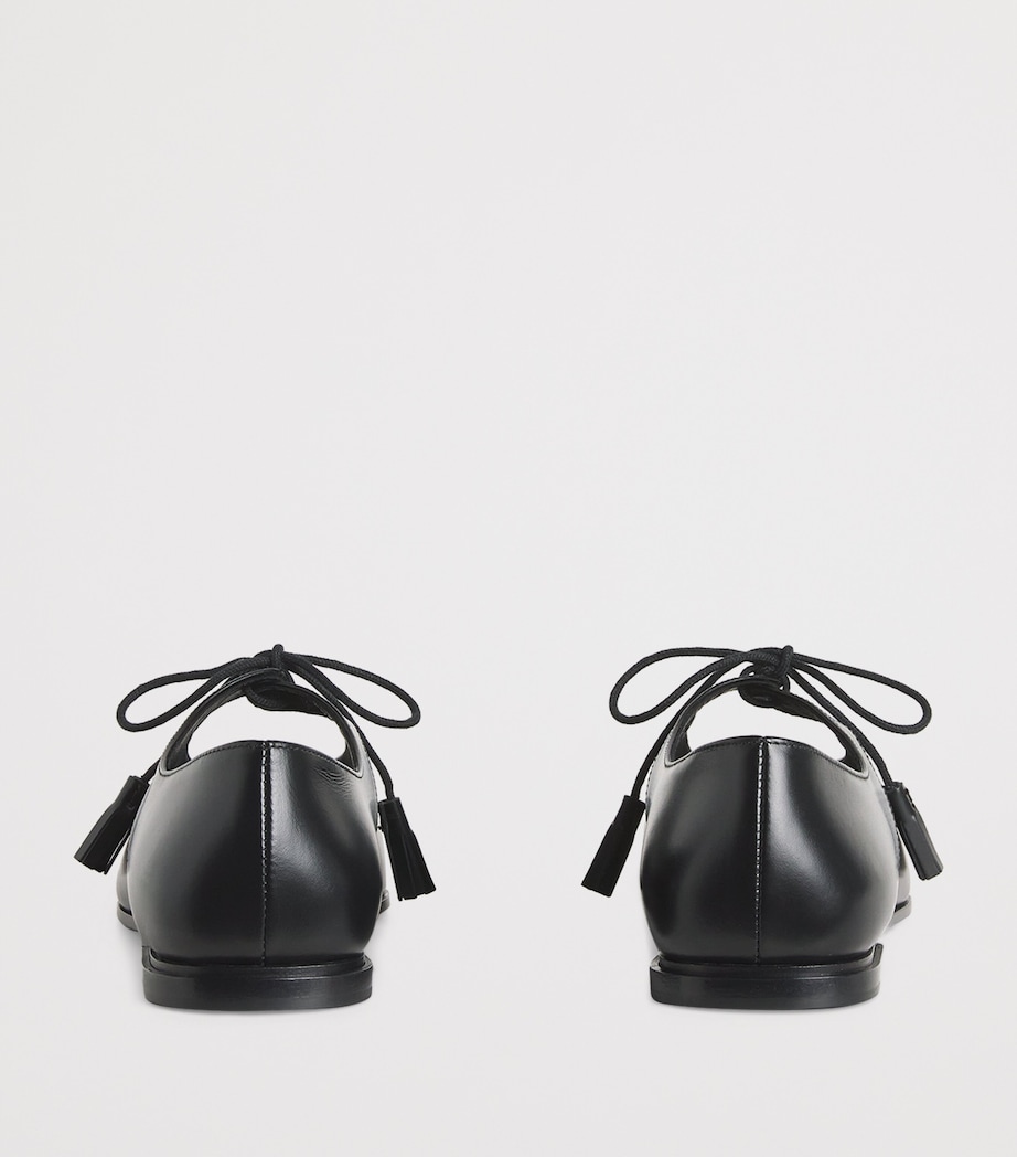 Leather Tapered Ballet Flats BLACK Image 3