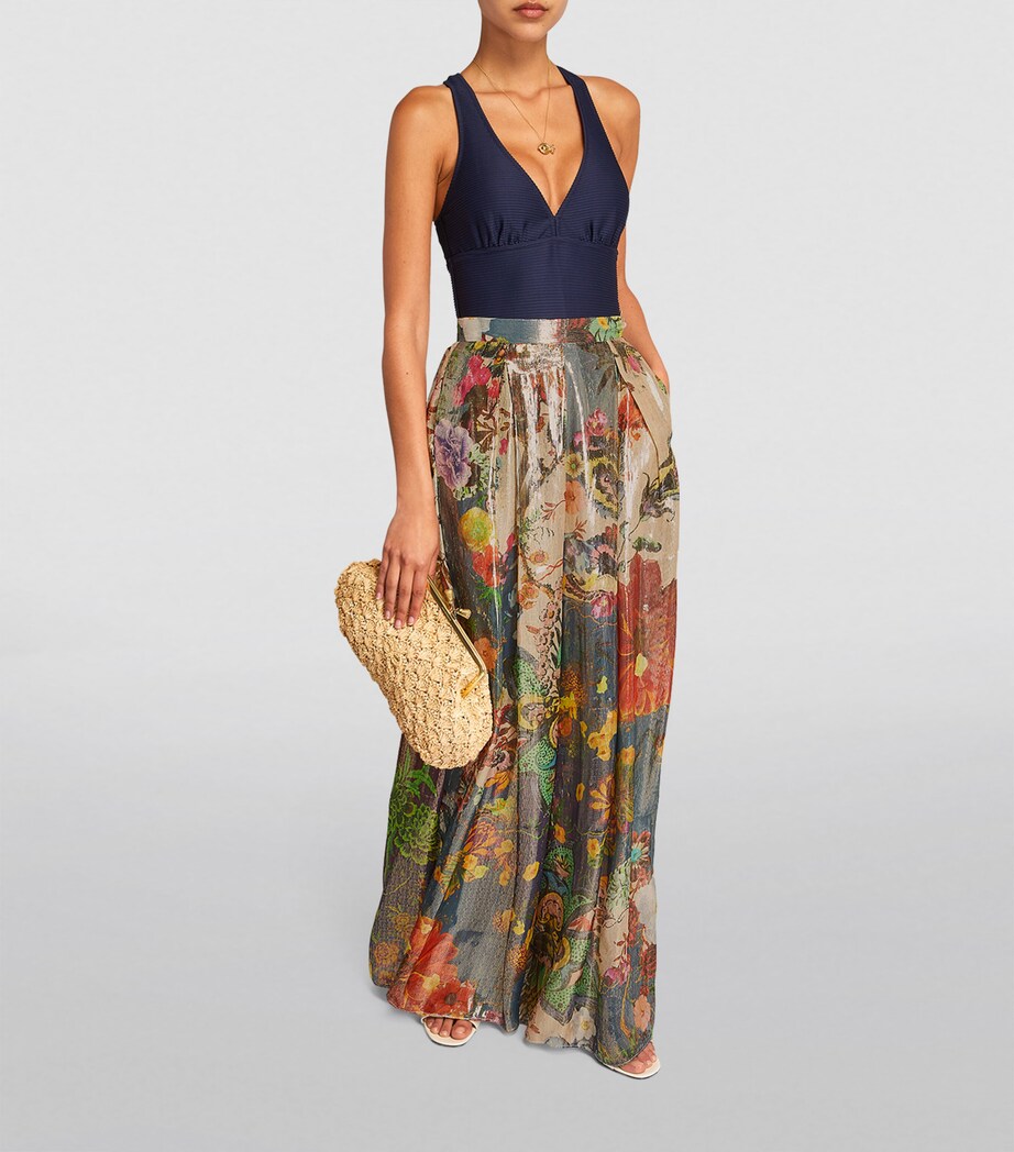 TORLOWEI Womens Silk Adora Trousers Okoye In Bloom Image 2