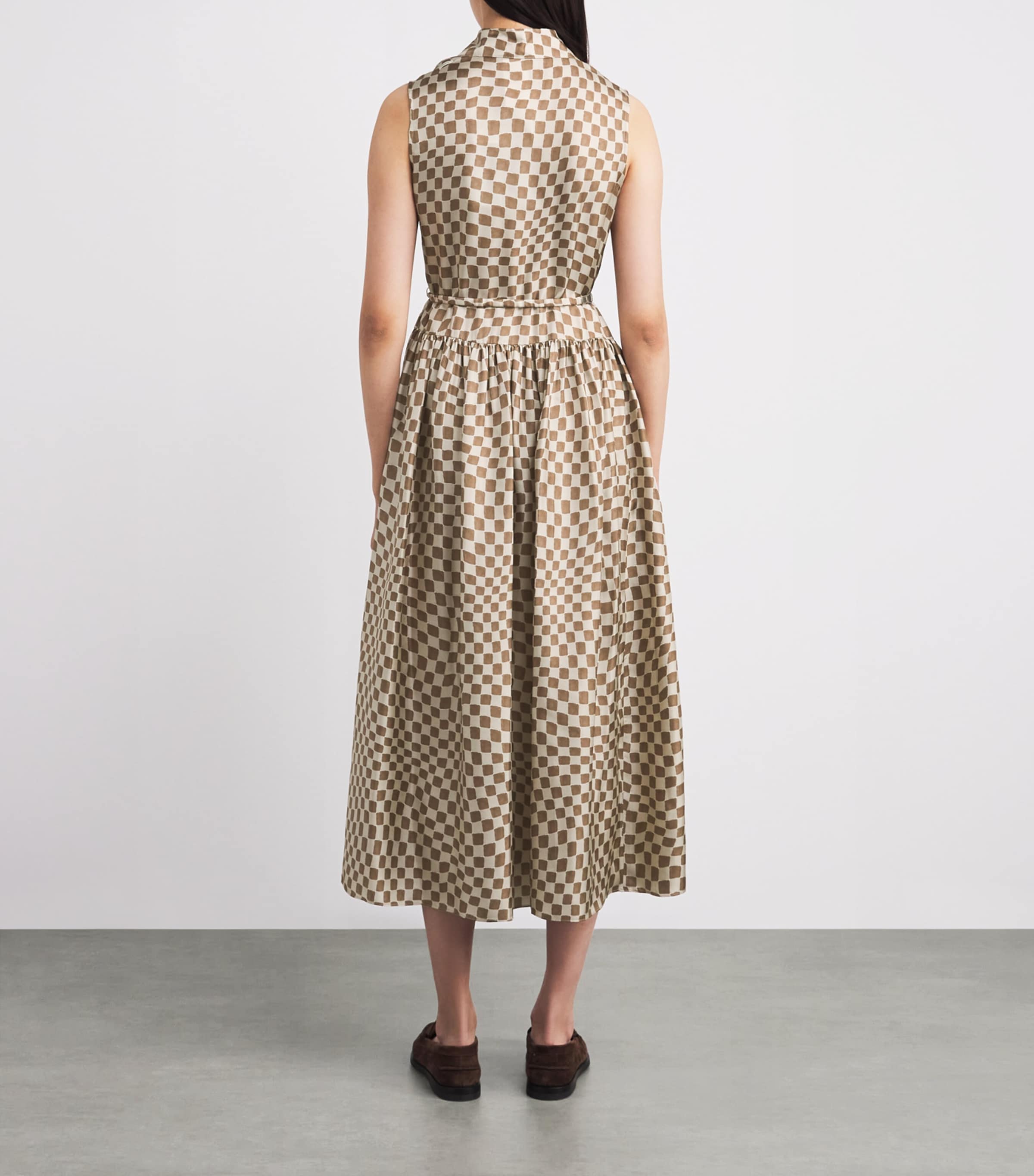 Silk Check Midi Dress ANTIQUE ROSE Image 3