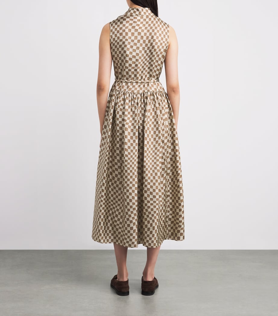 Silk Check Midi Dress ANTIQUE ROSE Image 3