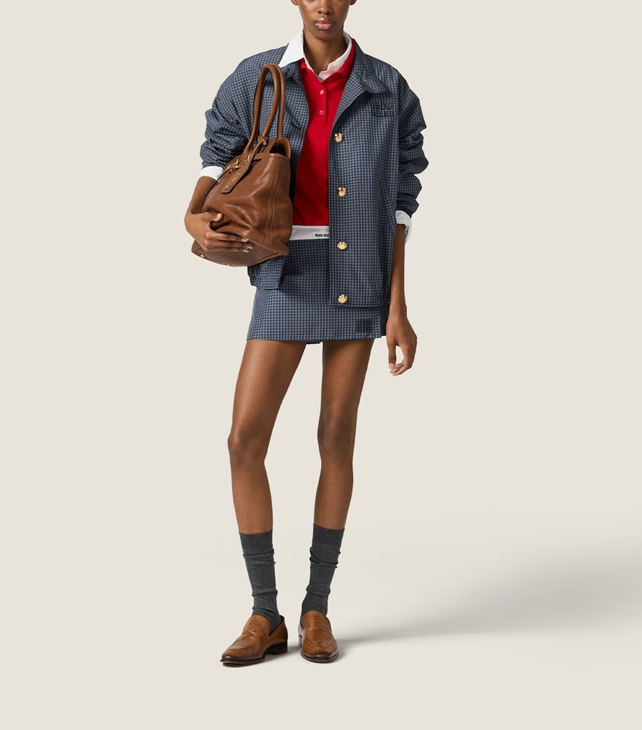 Miu Miu Womens Check Blouson Jacket Image 2