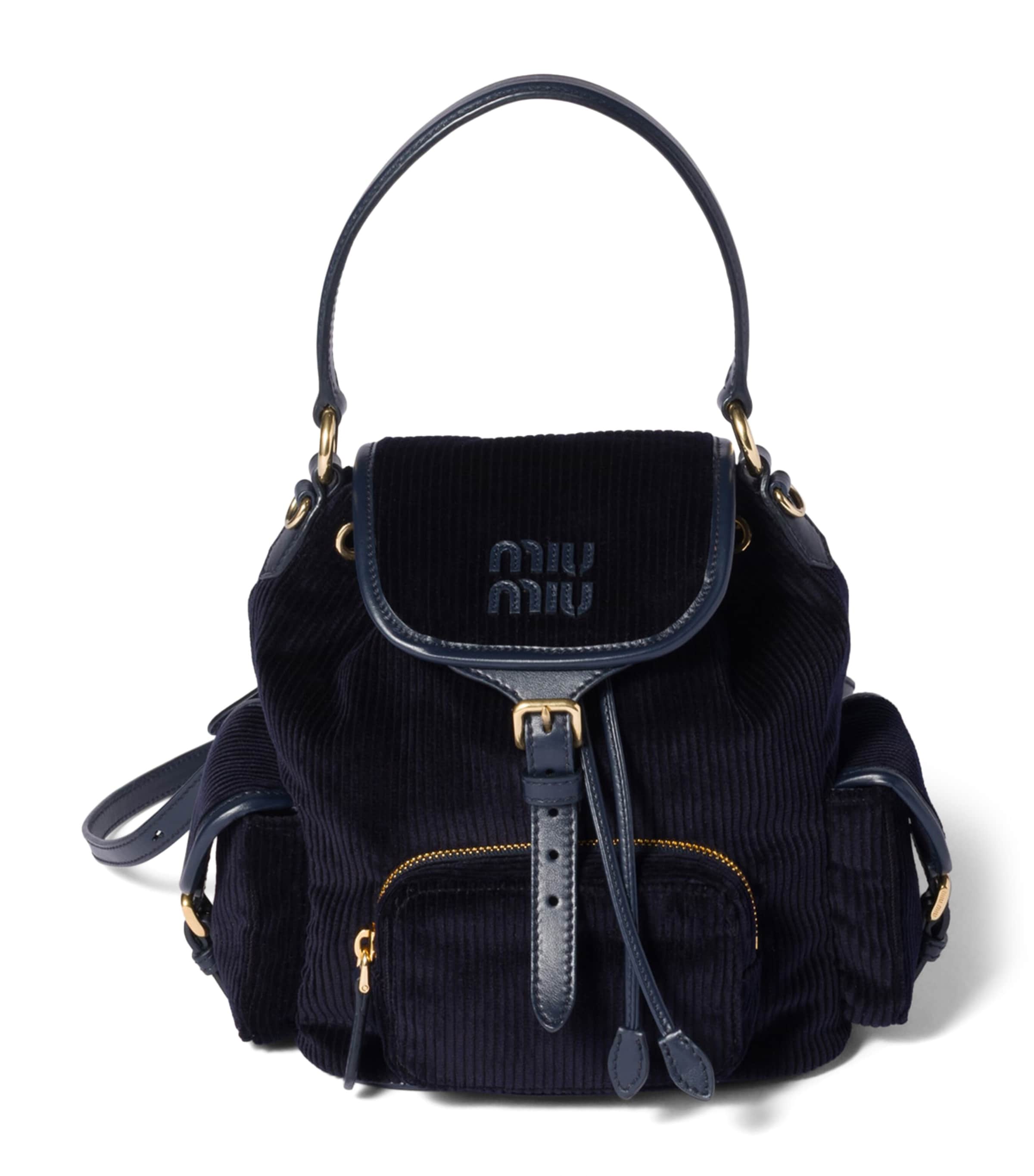 Medium Corduroy Leather-Trim Backpack F0124 Image 1