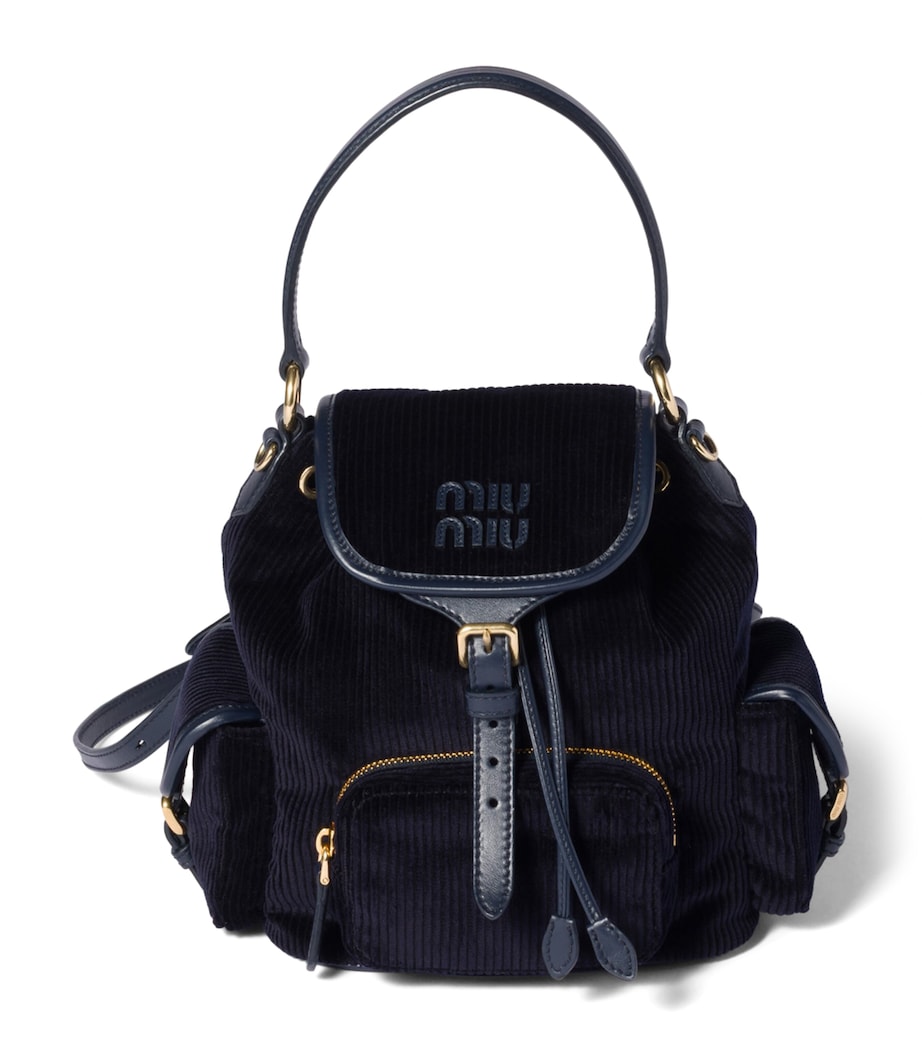 Medium Corduroy Leather-Trim Backpack F0124 Image 1