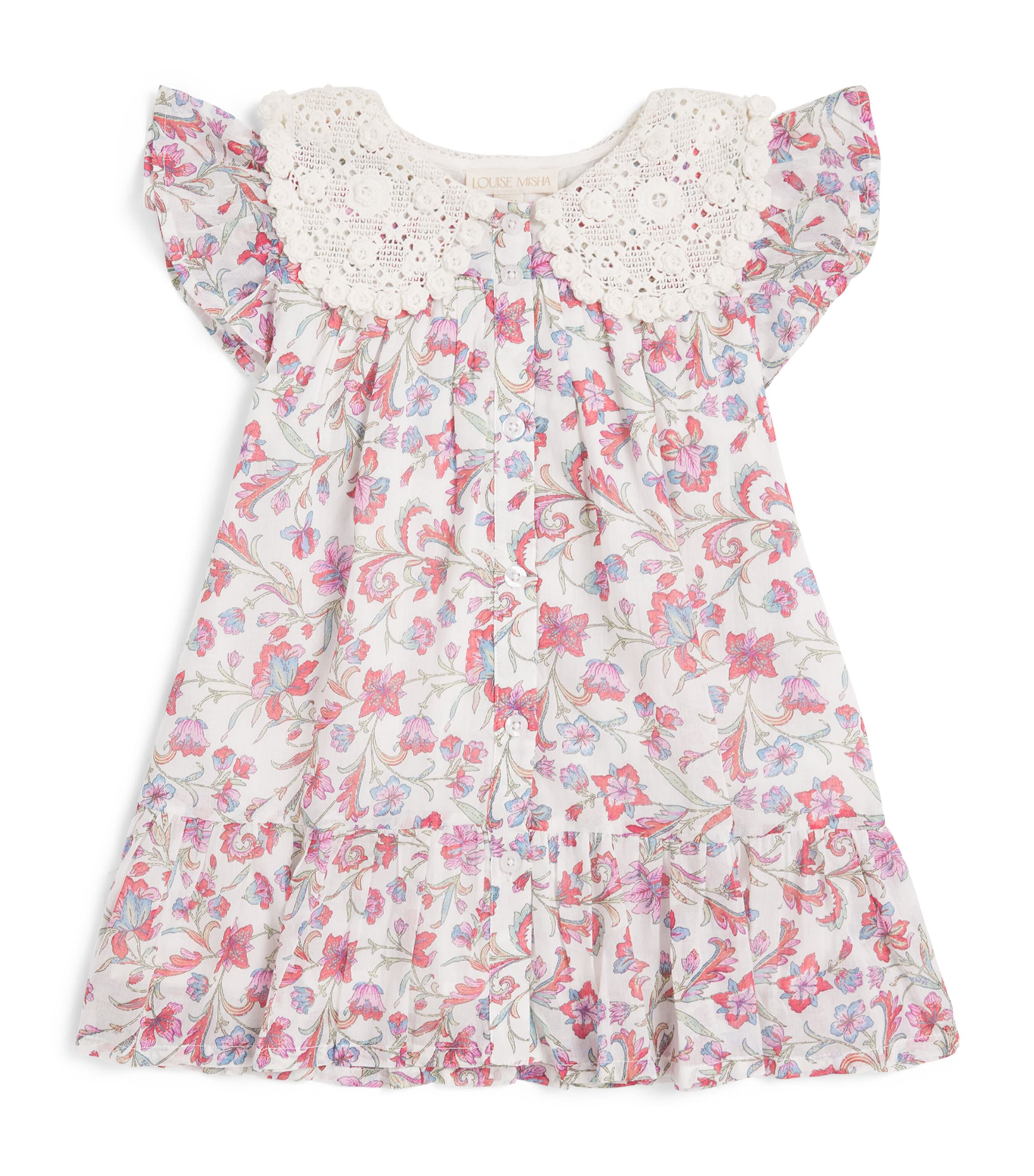 Louise Misha Cotton Floral Vaina Dress (2-10 Years) Cream Floral Haven Image 1