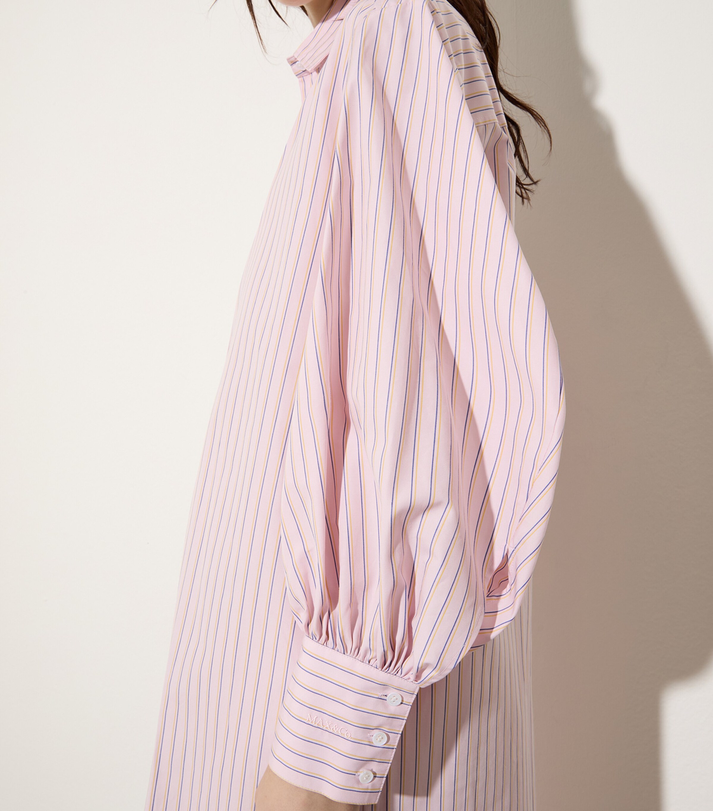 MAX&Co. Womens Cotton Pinstripe Shirt Dress Powder Image 6
