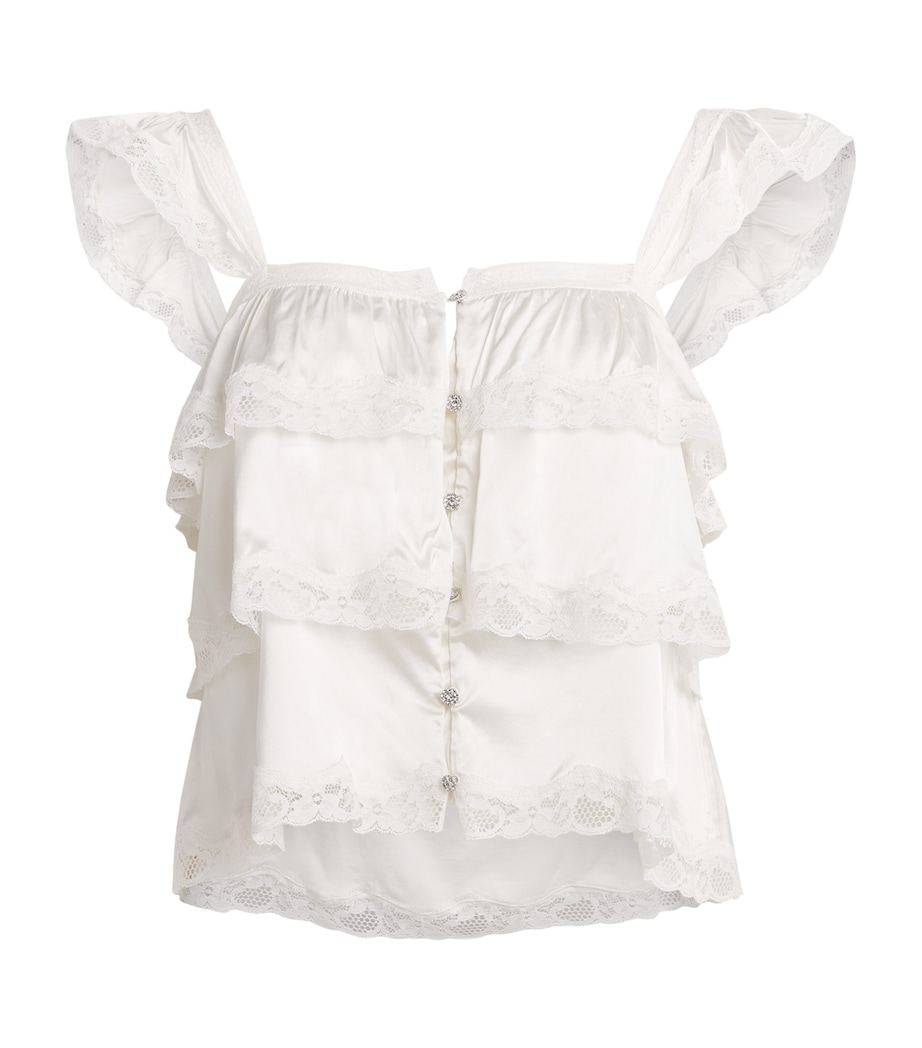 Alice+Olivia Womens Tiered Sylvie Blouse Vanilla Image 1