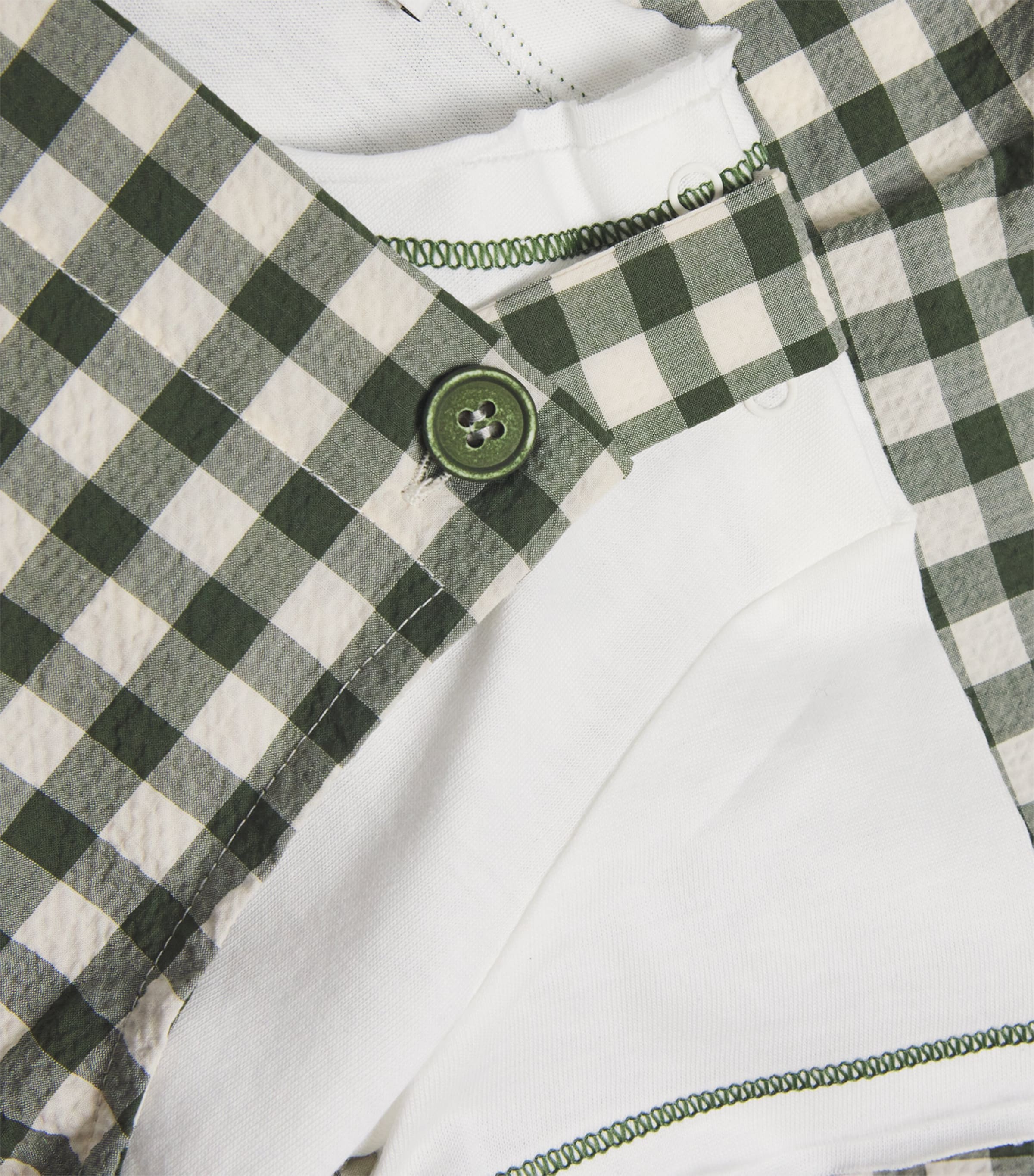Il Gufo Check Dungarees and T-Shirt Set (3-36 Months) Green Image 3