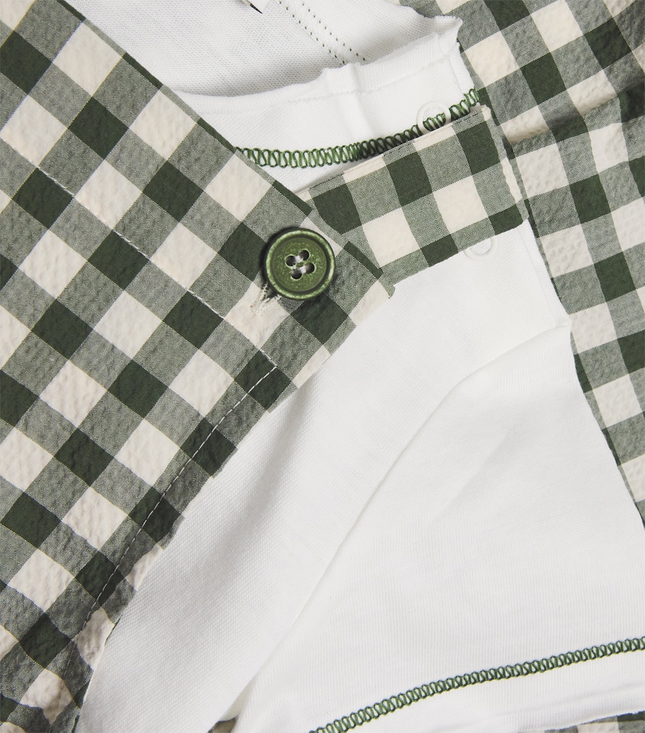 Check Dungarees and T-Shirt Set (3-36 Months) 562 GREEN Image 3