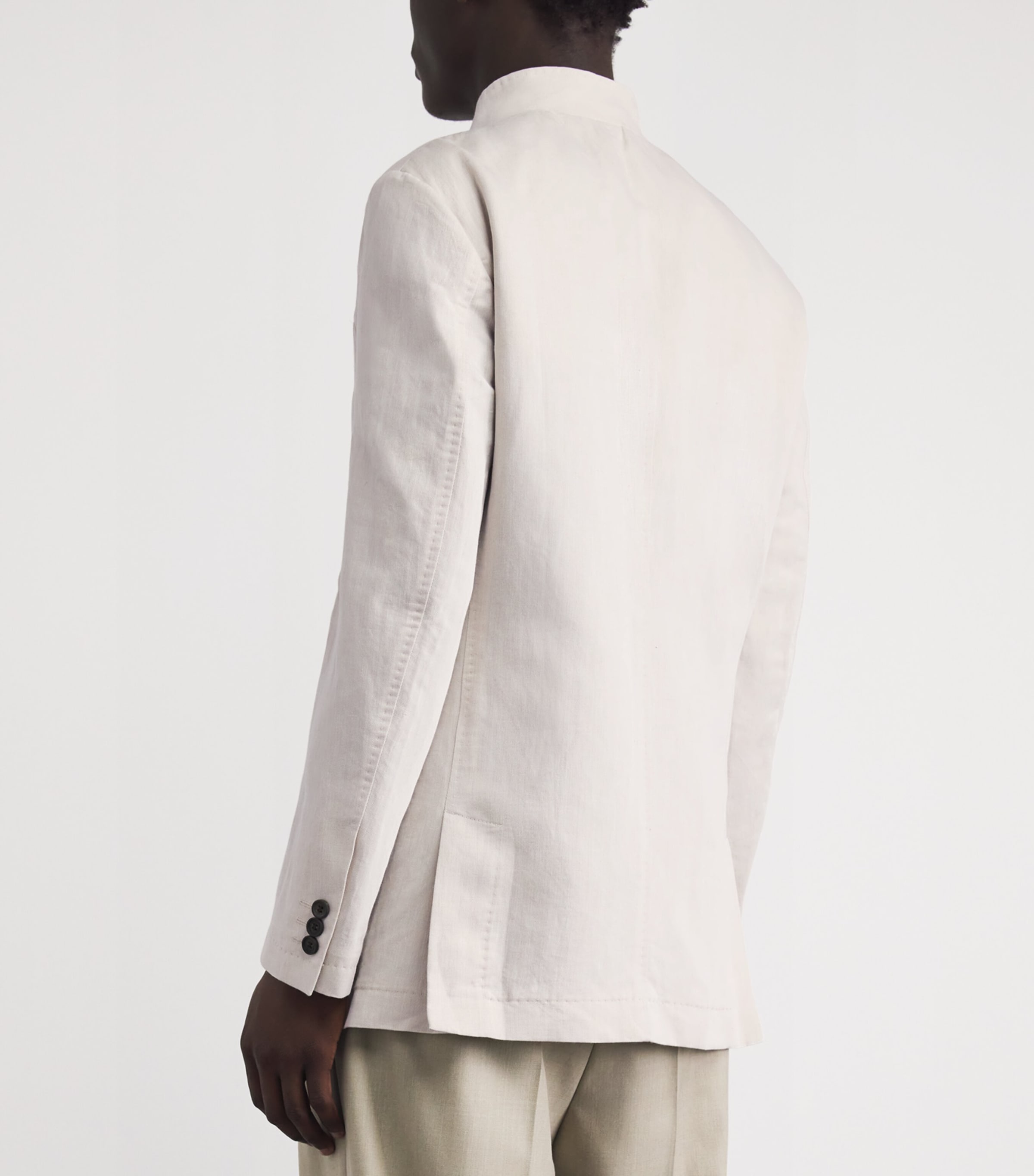 N.Peal Mens Linen-Cotton Portofino Overshirt Sand Image 5