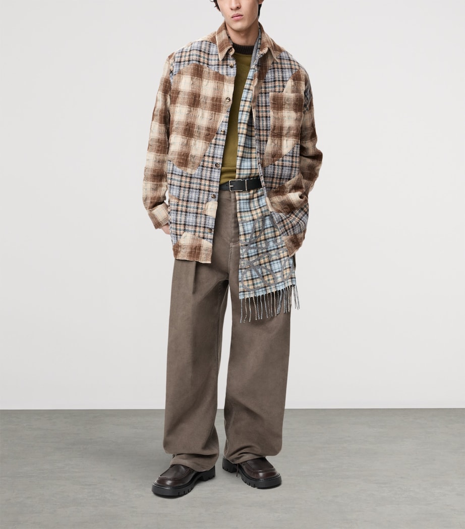 Wool-Blend Long-Sleeve Check Shirt BROWN/GREY Image 2