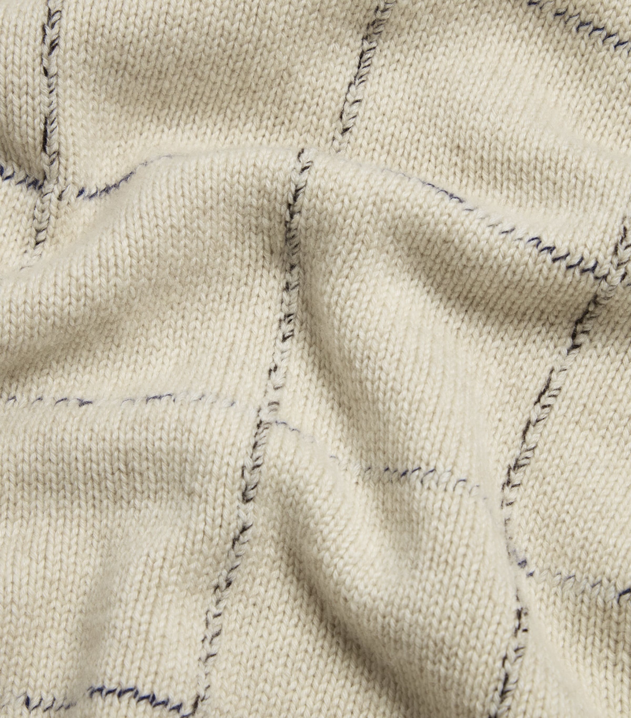 Cashmere Check Funnel-Neck Sweater 105NATURAL Image 5