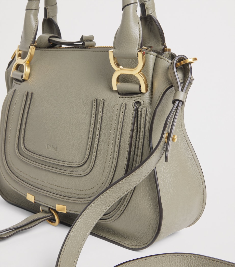 Small Leather Marcie Top-Handle Bag ALOE GREEN Image 4