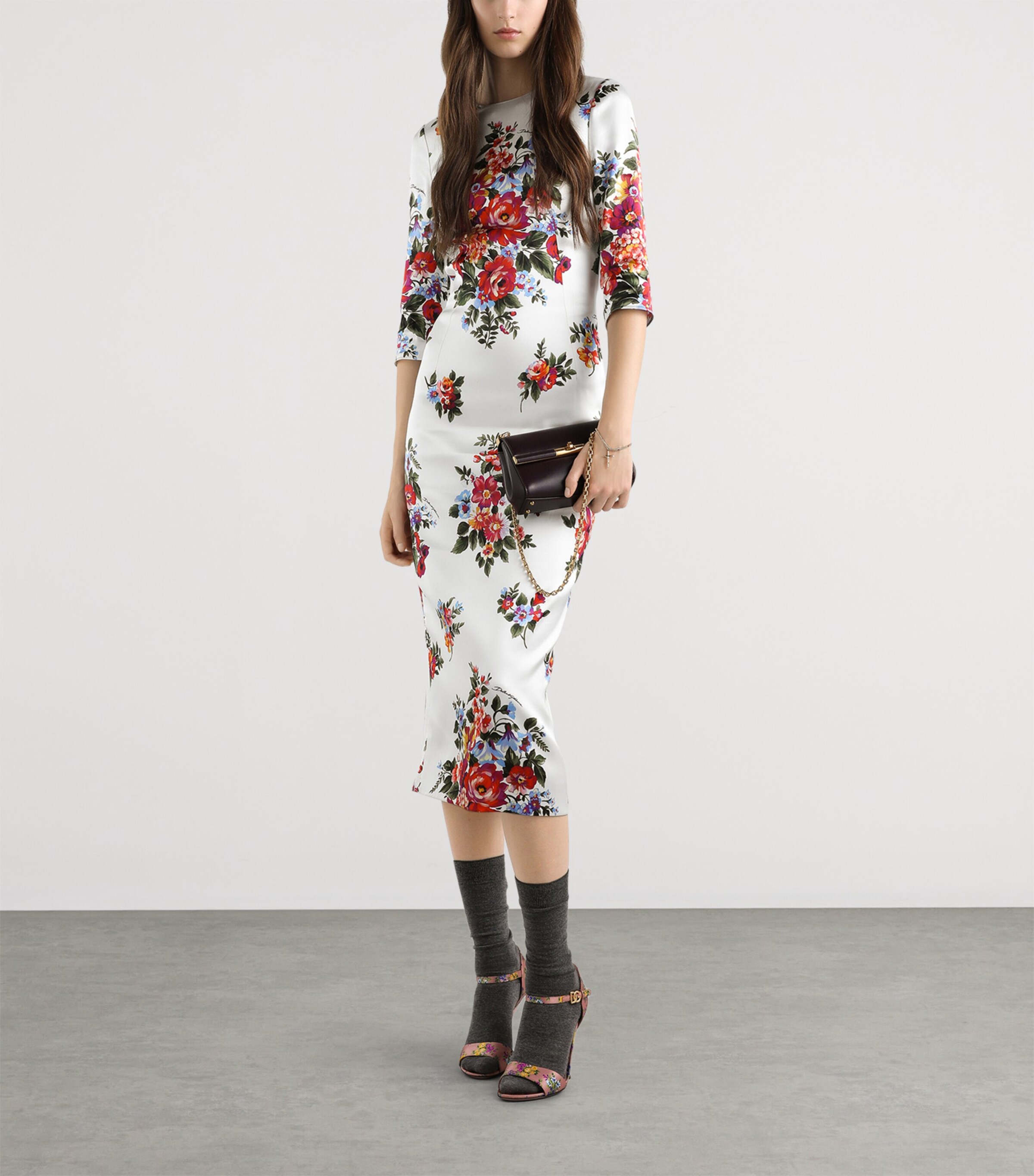 Dolce&Gabbana Womens Floral Midi Dress Mazz Image 2