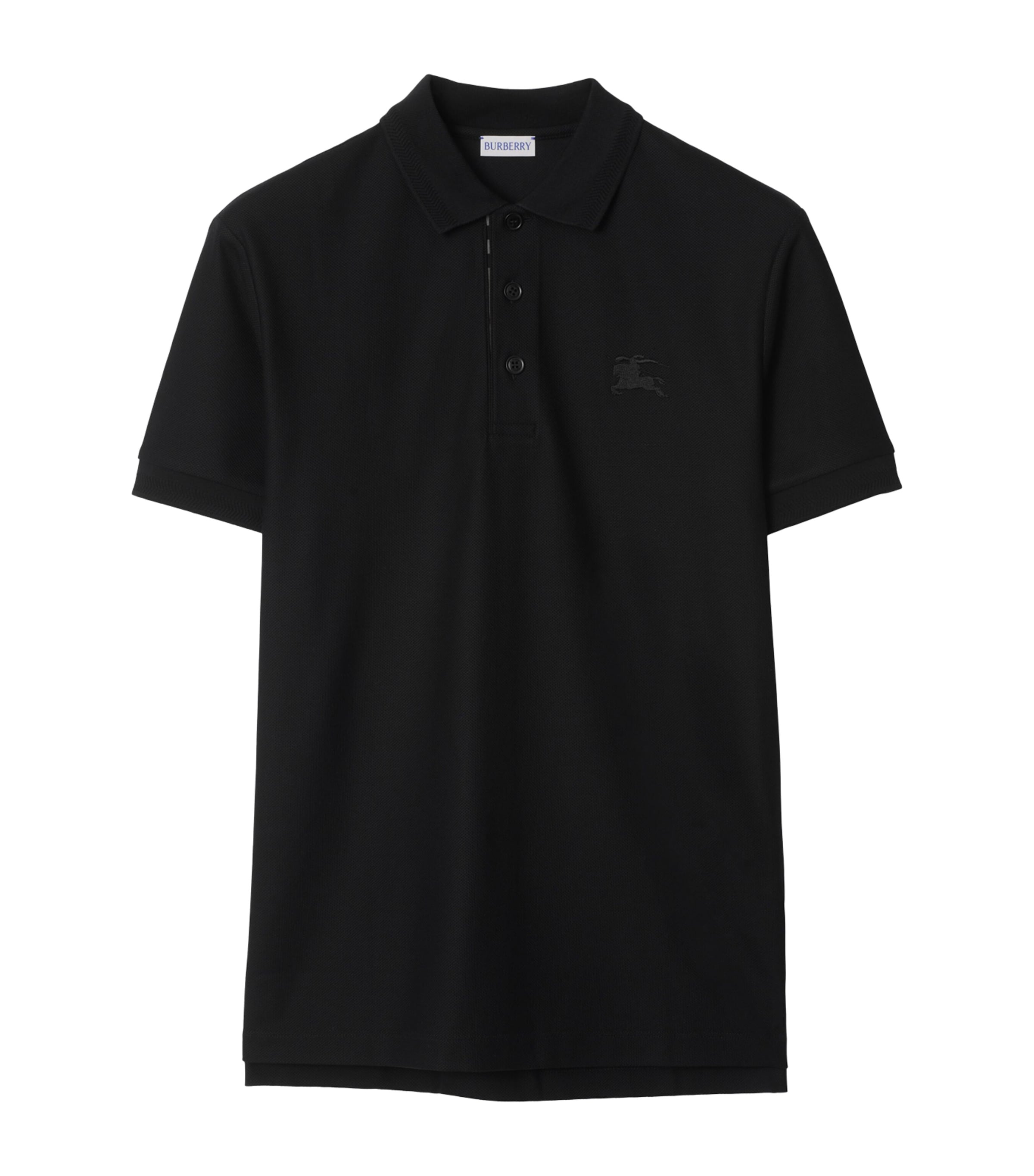 Burberry Knight-embellished Cotton Polo Shirt In Black